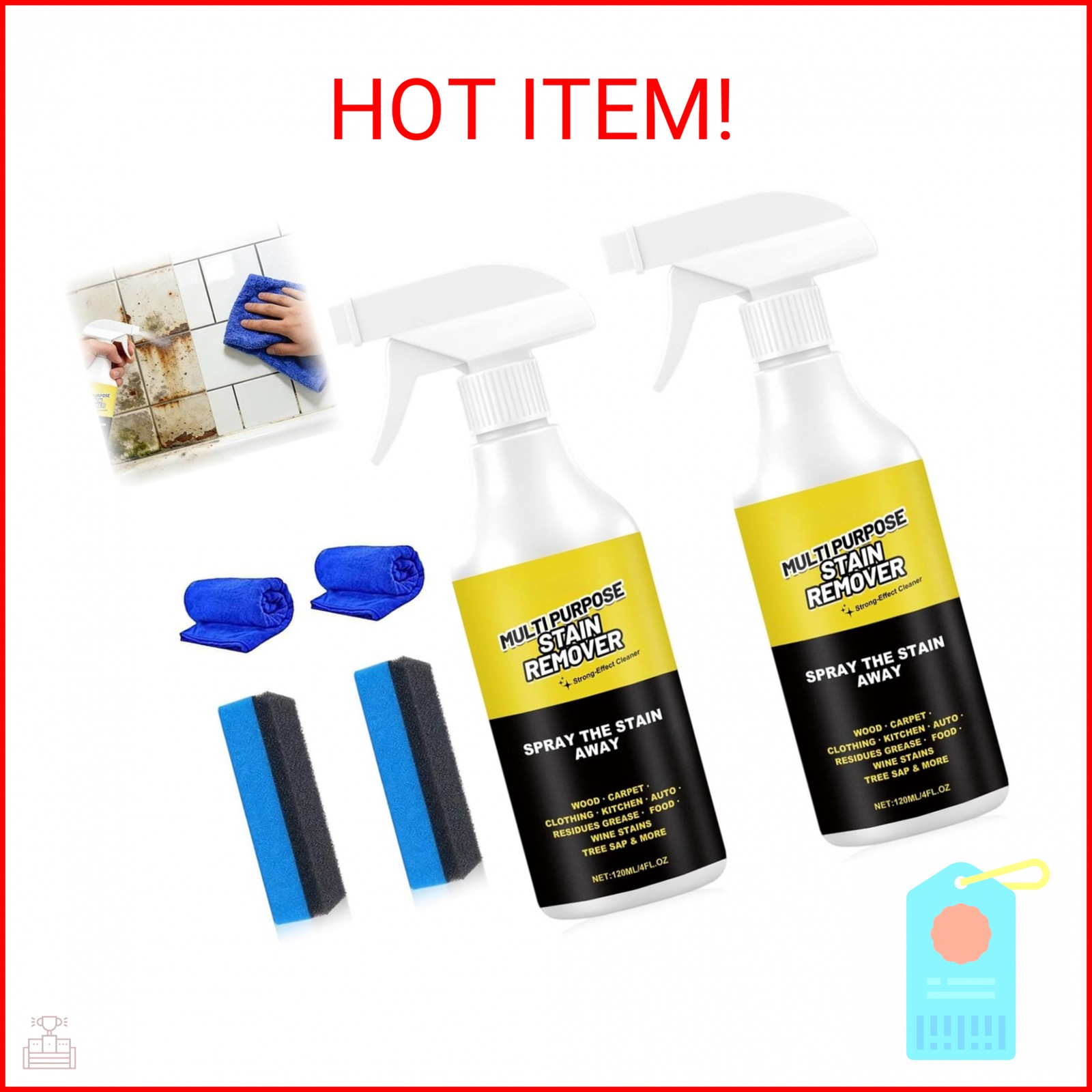 MISNINE 2PCS Multi Purpose Stain Remover, Foam Cleaner Spray, A powerful cleaner