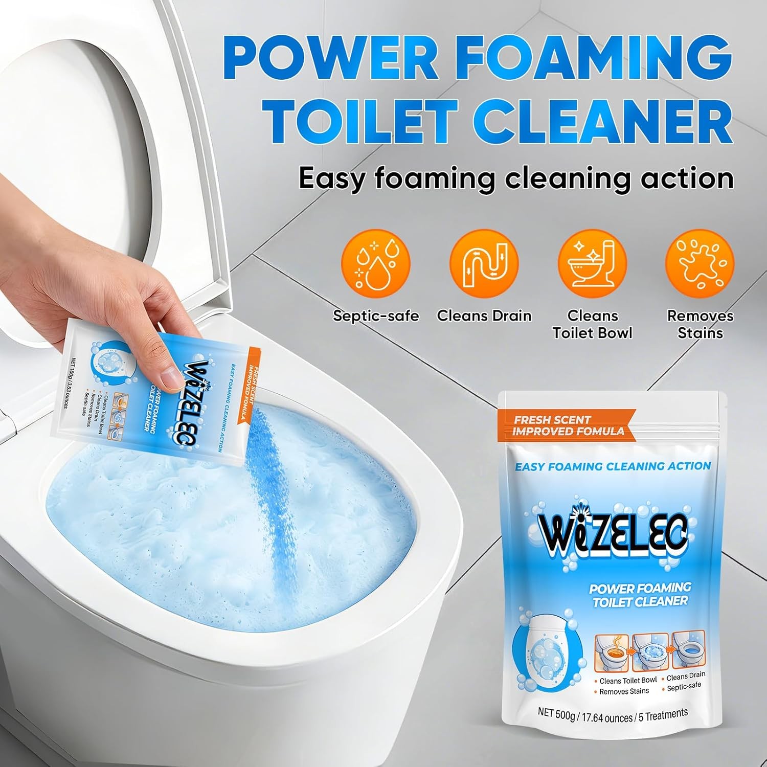 Toilet Bowl Cleaner Powder, Freshn Toilet Bowl Cleaner, Foing