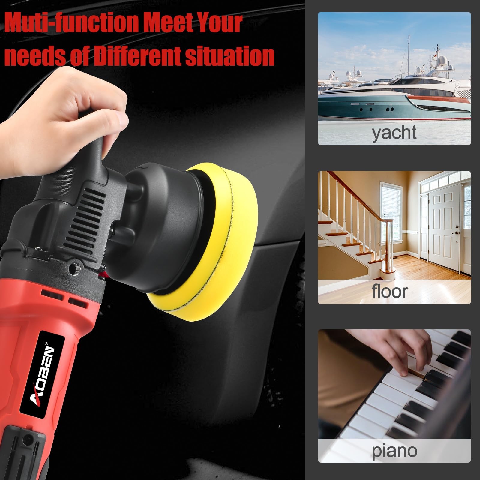 Buffer Polisher,5 inch Dual Action Polisher,Long Orbit 16mm Random Buffer Pol…