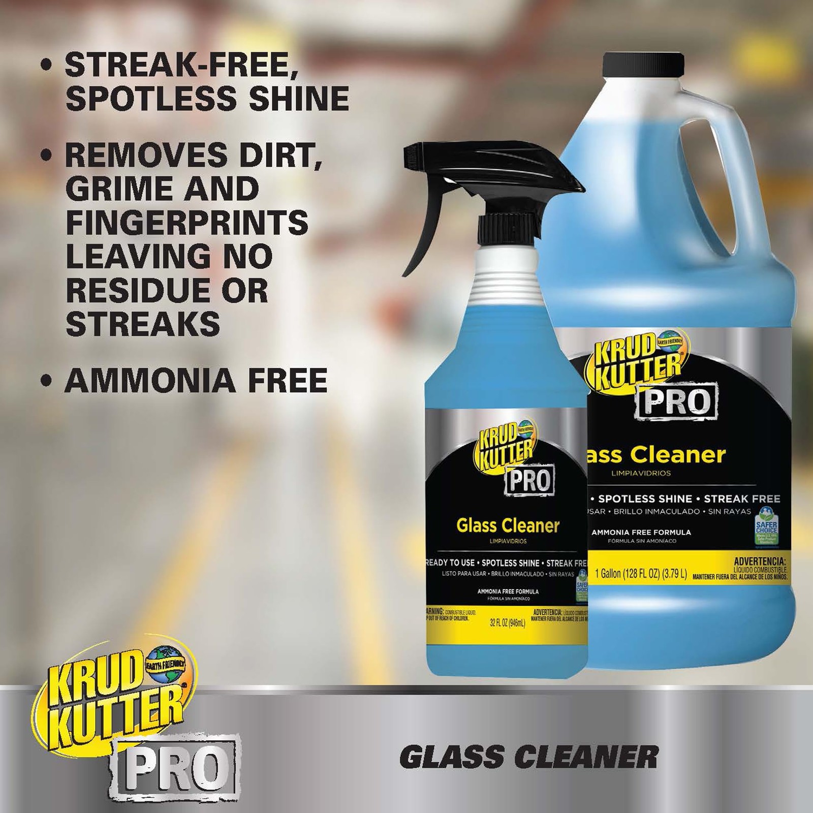 Rust-Oleum Professional Cleaning, Glass Cleaner 32oz Trigger, Ounces 32 oz,