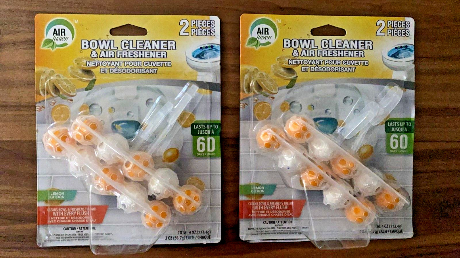 NEW AIR FUSION Rim Hanger Toilet Bowl Cleaner Lemon scent 2 Count 2 Pack