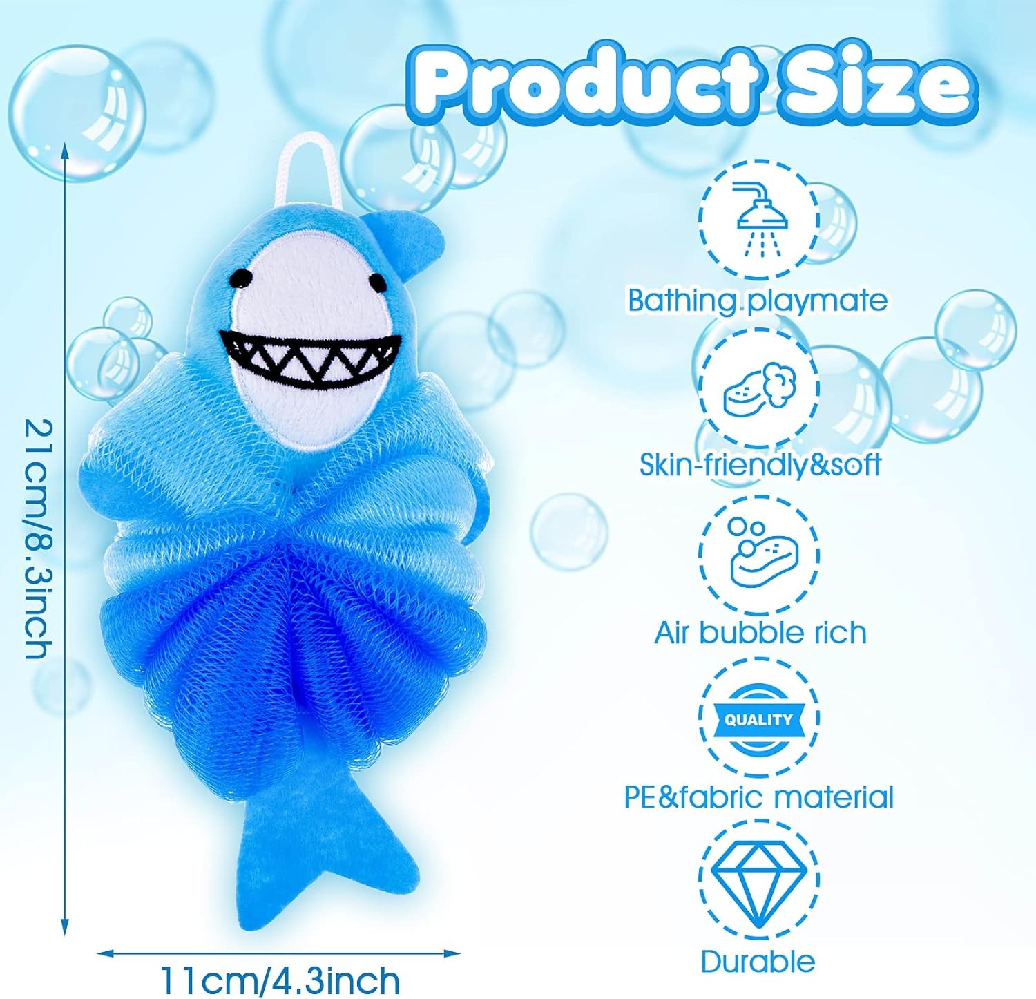 Bath Loofahs Animal Bath Spon for Bathing, Kids Loofah Bath Pouf Body
