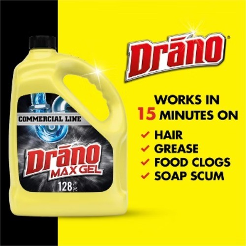 Drano Commercial Line Max Gel Drain Cleaner and Clog Remover – 128 fl ozr