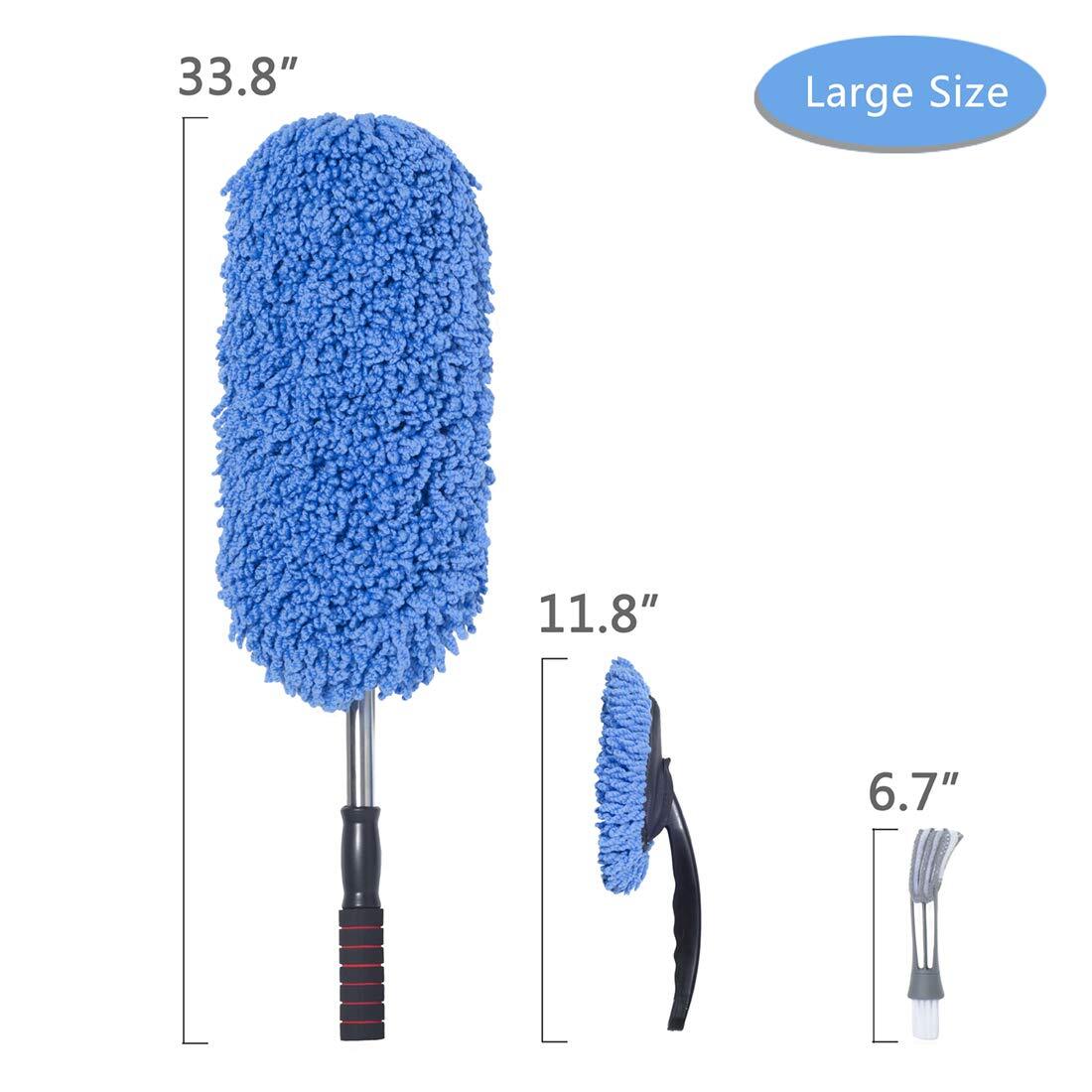 3 Pack Microfiber Car Duster Exterior Scratch Free Extendable Handle Interior