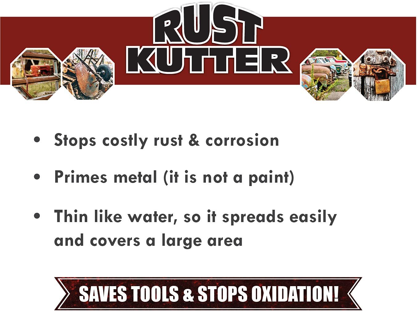 Rust Kutter Gallon Stops Rust and Converts Rust Spots to Leave a Primed Surface