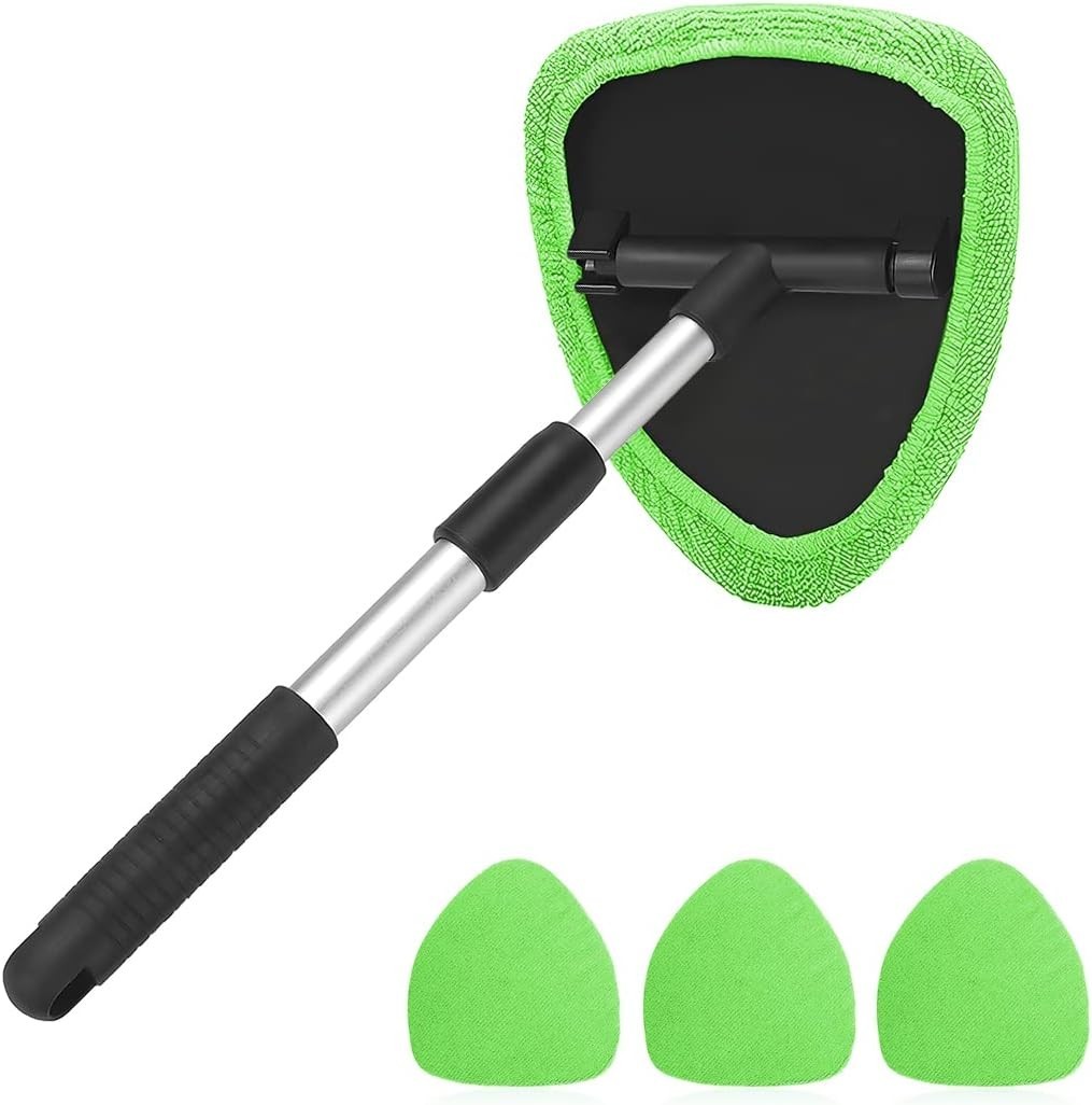 Windshield Cleaning Tool Car Window Cleaner with Extendable Long Handle 4 Pads