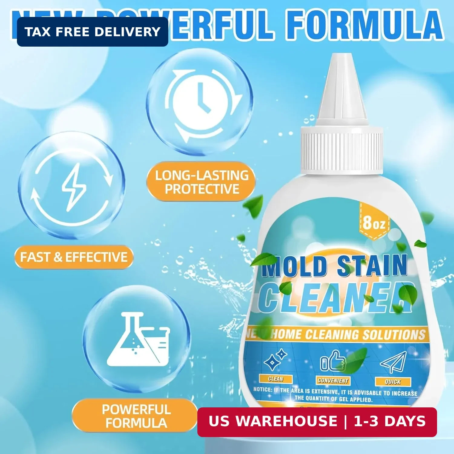 Mold Stain Cleaner Gel, 8 Fl oz Effective Washing Machine Cleaner for Front Load