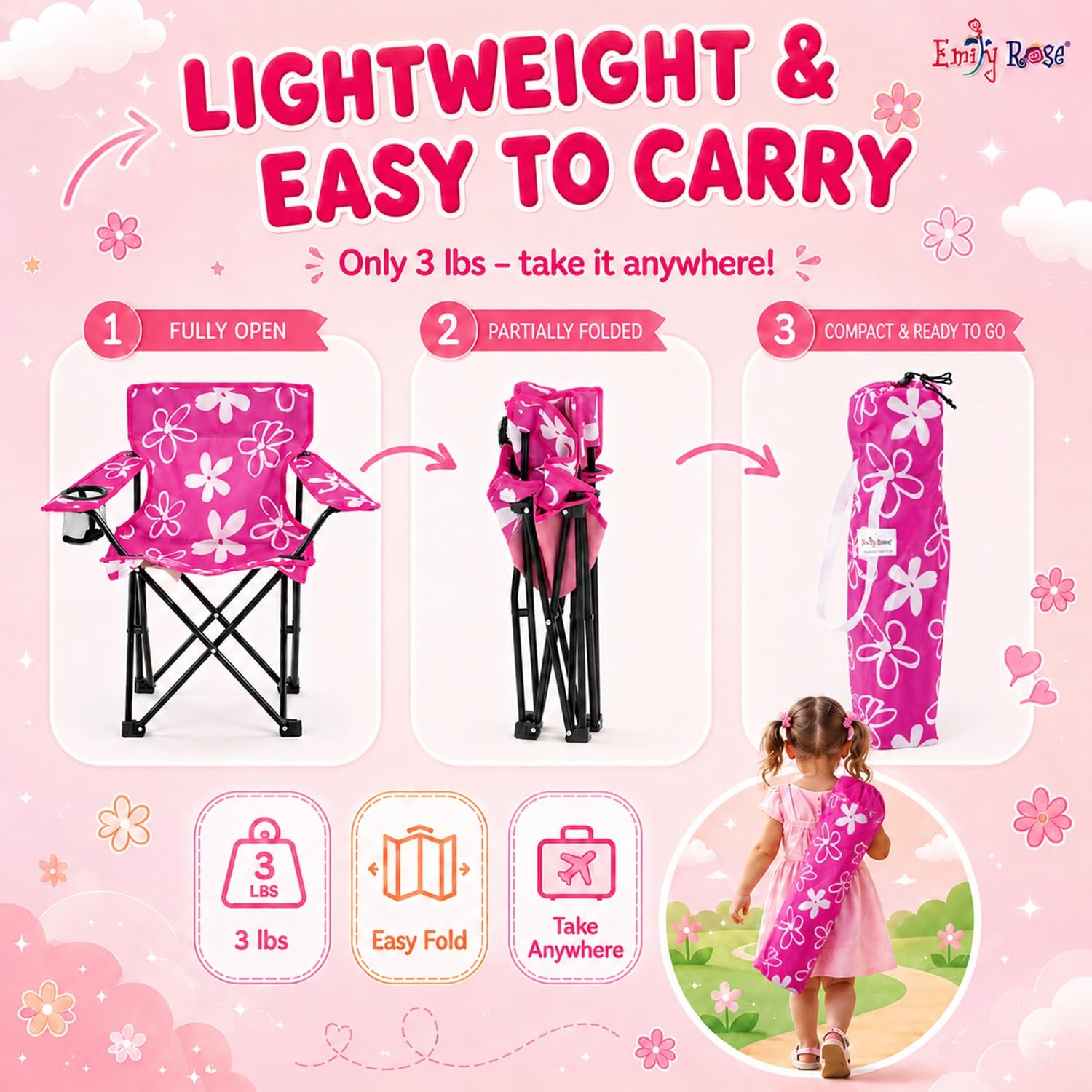Kids Toddler Folding Outdoor Lawn Beach Camping Camp Chair with Child Safety Loc