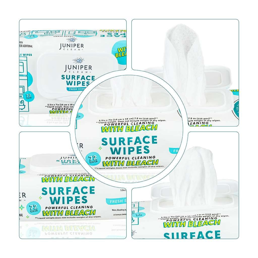 72 Count Surface Cleaning Wipes with Bleach All Purpose Fresh Scent 6 Packs