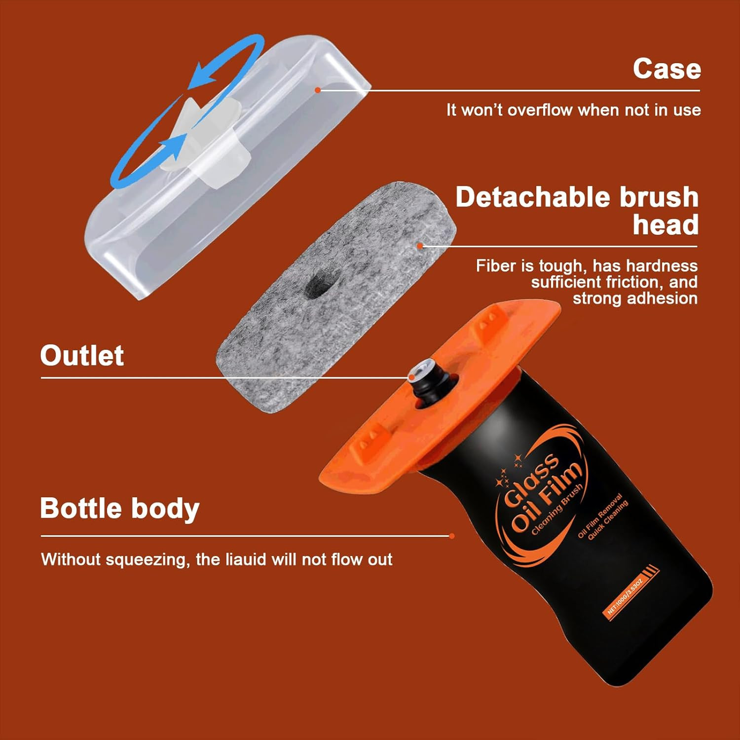 Automotive Oil Film Cleaning Brush for Car Windshield, Glass Emulsion Cleaner, 1