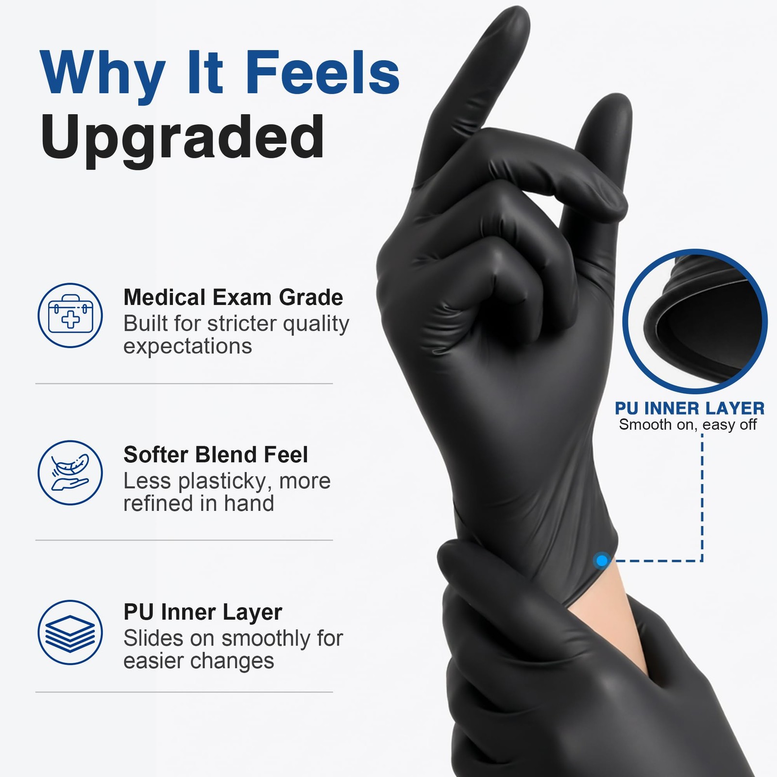 Schneider Black Vinyl Exam Gloves, Medium (Pack of 100), 02 Black(medium 100)