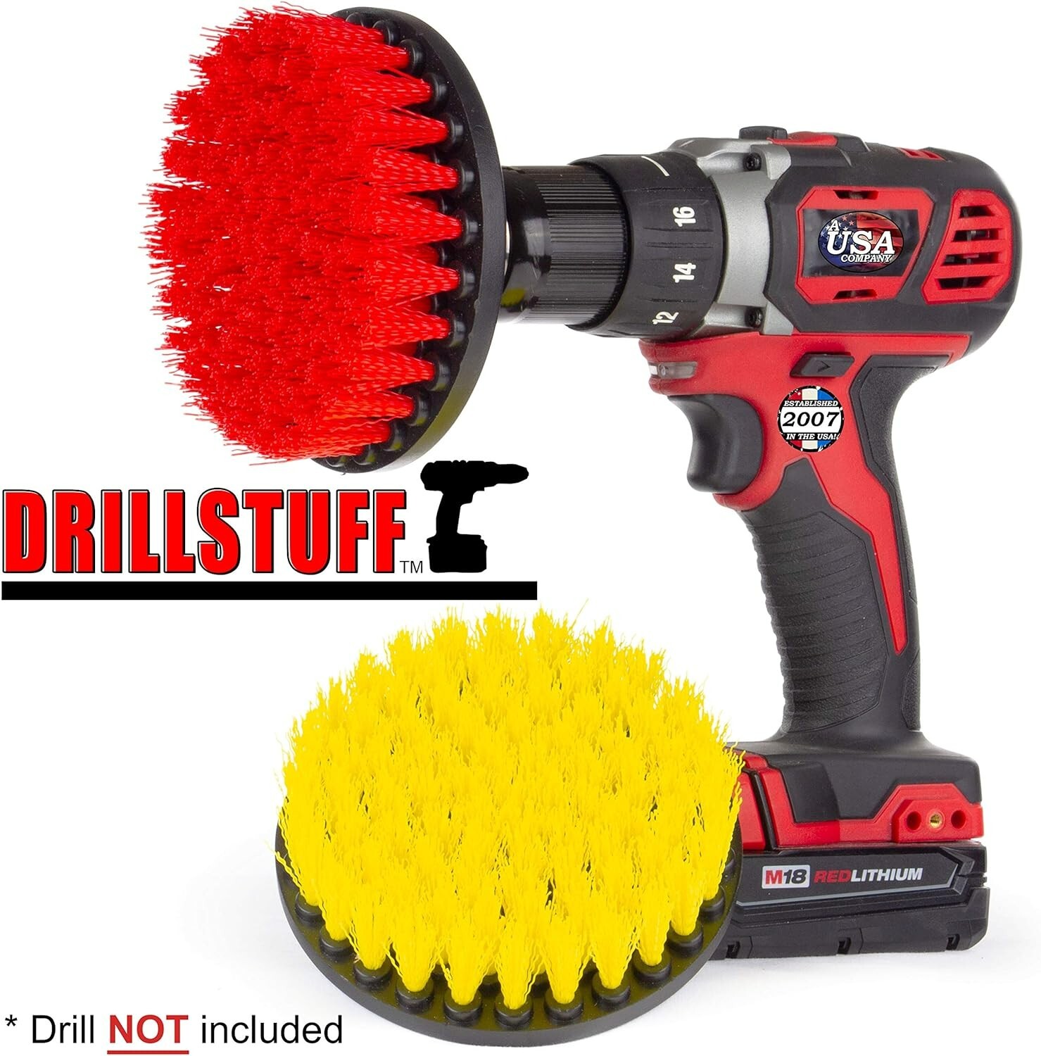 Standard Softer Bristle Brush Bathroom’ Garage Mat 5″ Round W/Power Drill-2 Pc