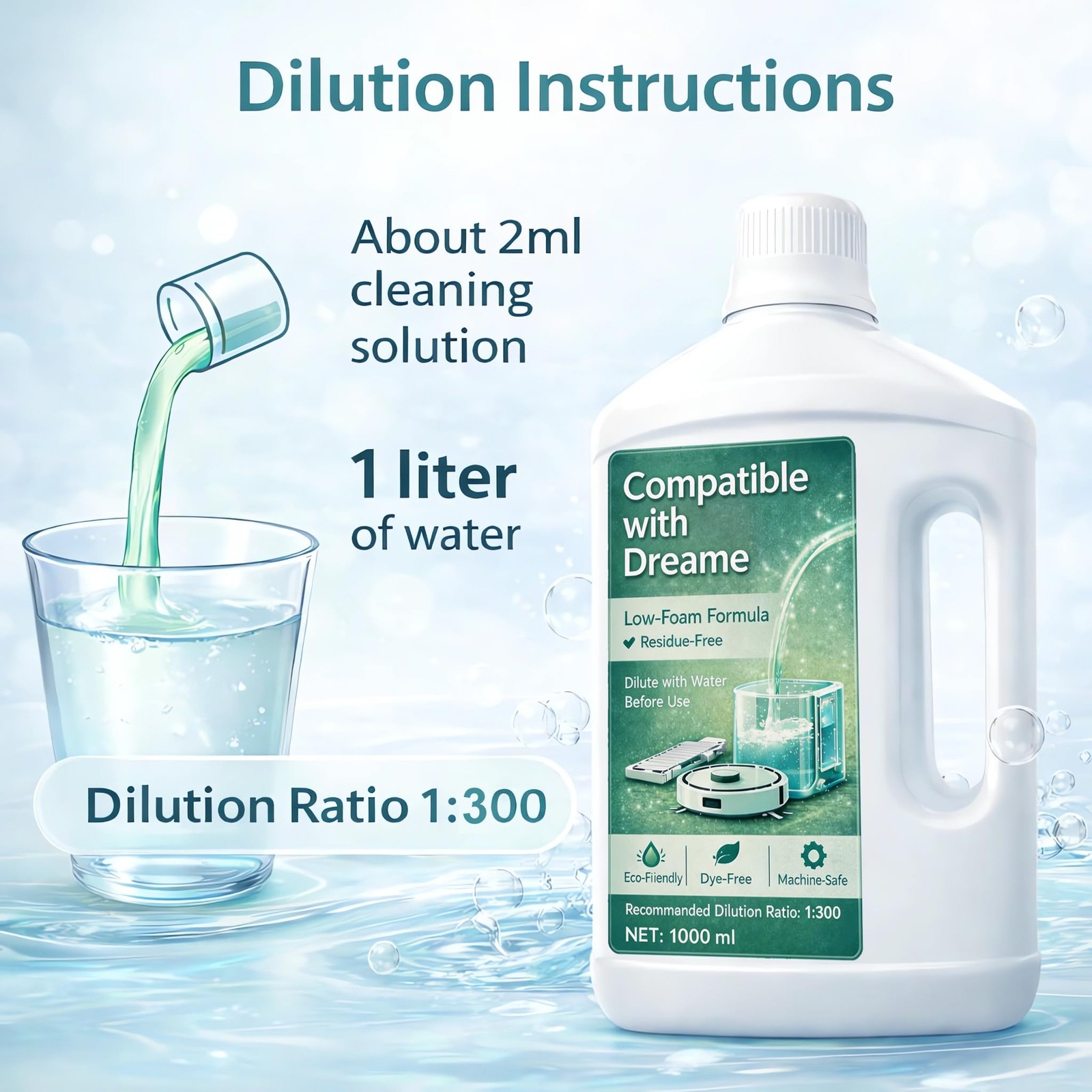 Floor Cleaning Solution, with Dreame Wet Dry Vacuum Cleaner, Low Foam Concent…