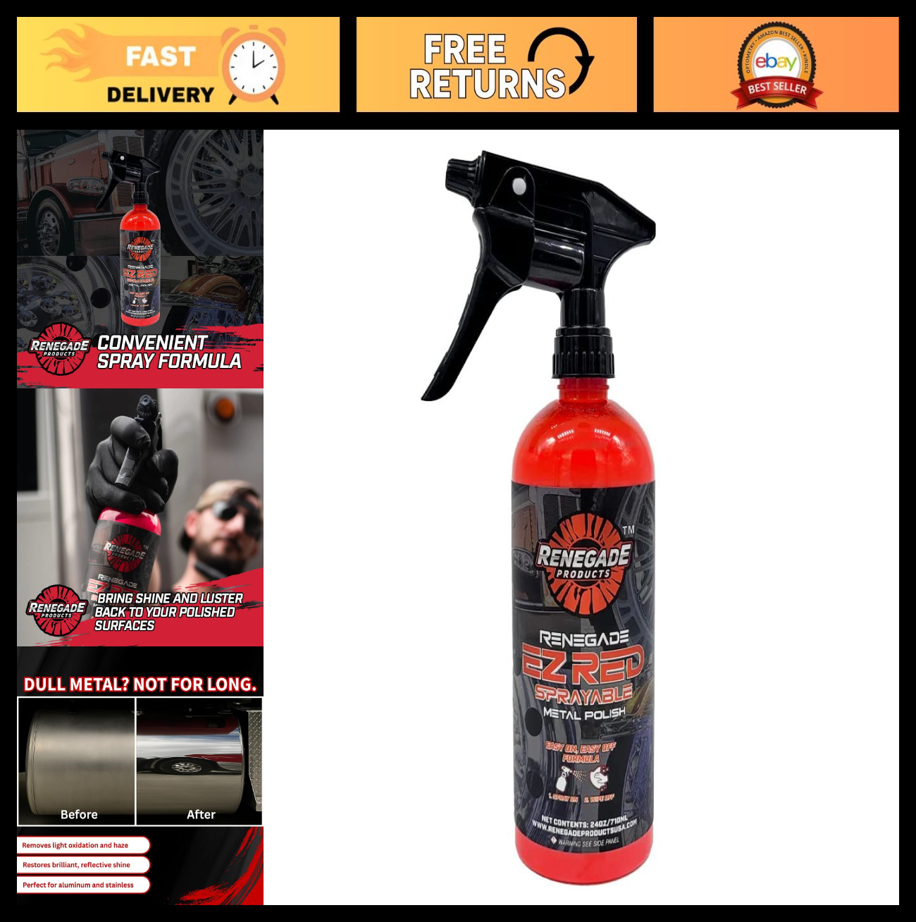 EZ Red Sprayable Metal Polish & Cleaner for Chrome, Aluminum, Stainless Steel –