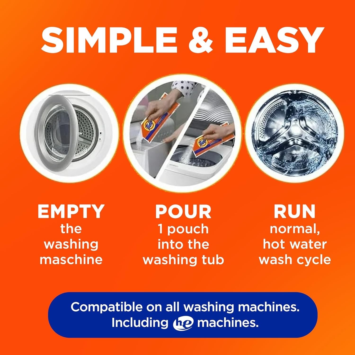 Tide Washing Machine Cleaner, Washer Machine Cleaner with Oxi for Front and Top