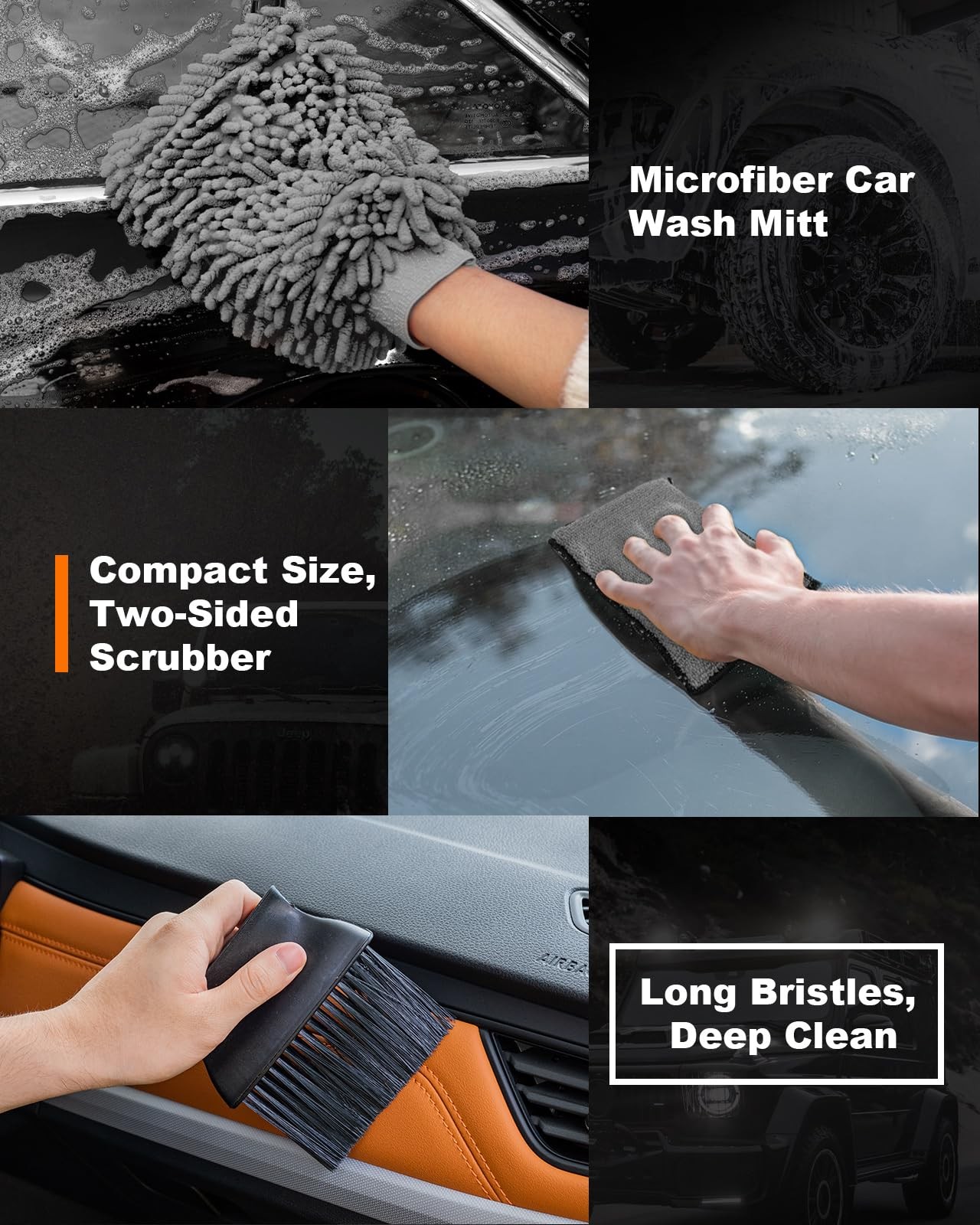 20Pcs Windshield Cleaner Tool – Car Interior Detailing Brush Kit with 200g Cl…