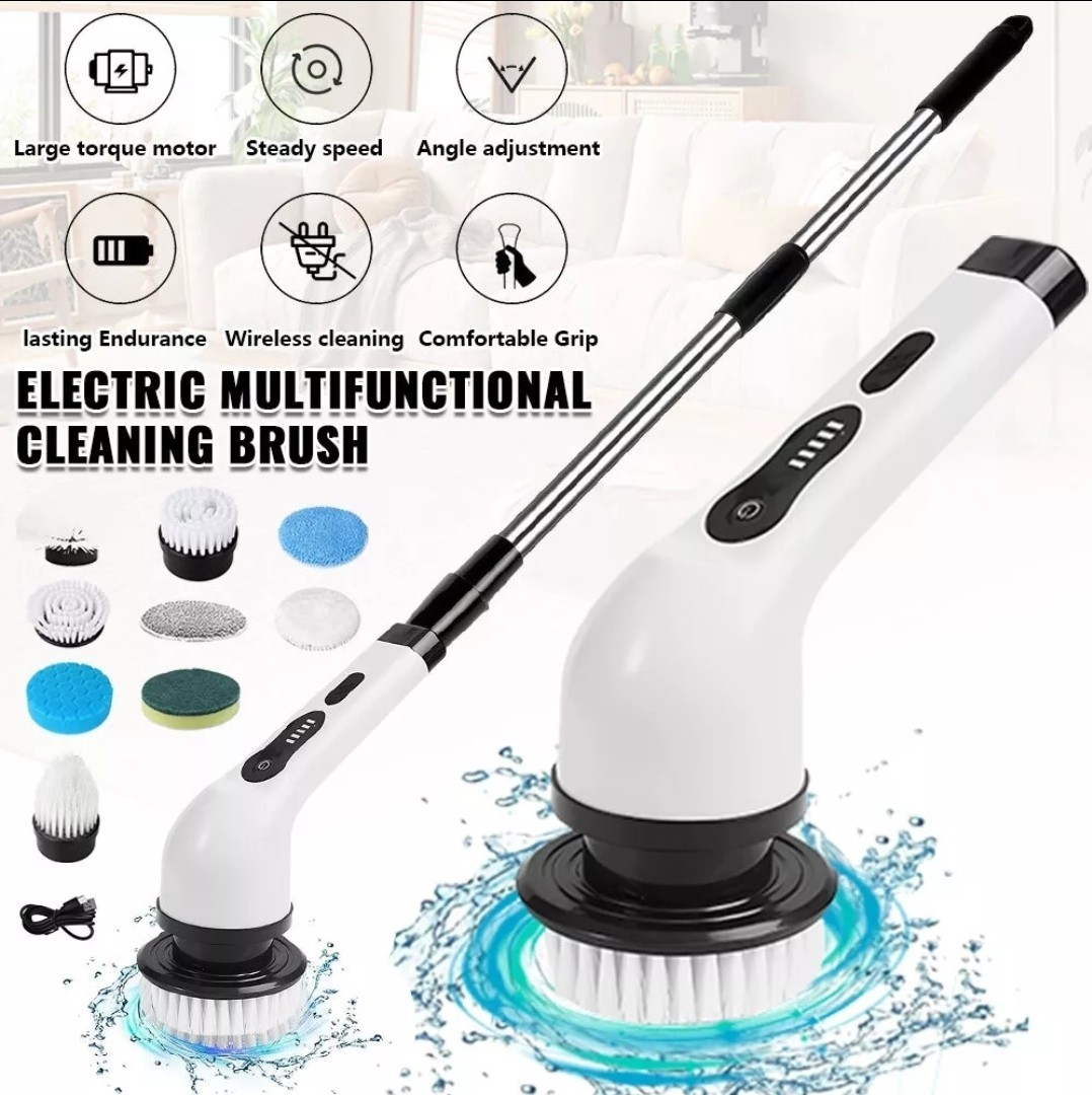9-in-1 Electric Spin Scrubber Cordless Power Cleaning Brush Rechargeable used 1x