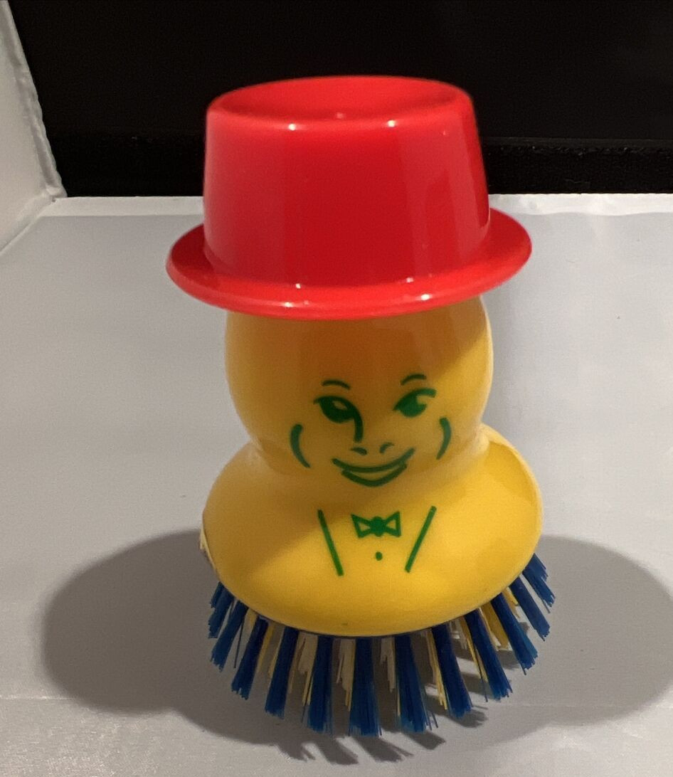 Mr. Scrub Refillable Pan Cleaner Scrubber Vintage Red Hat Yellow Face Taiwan