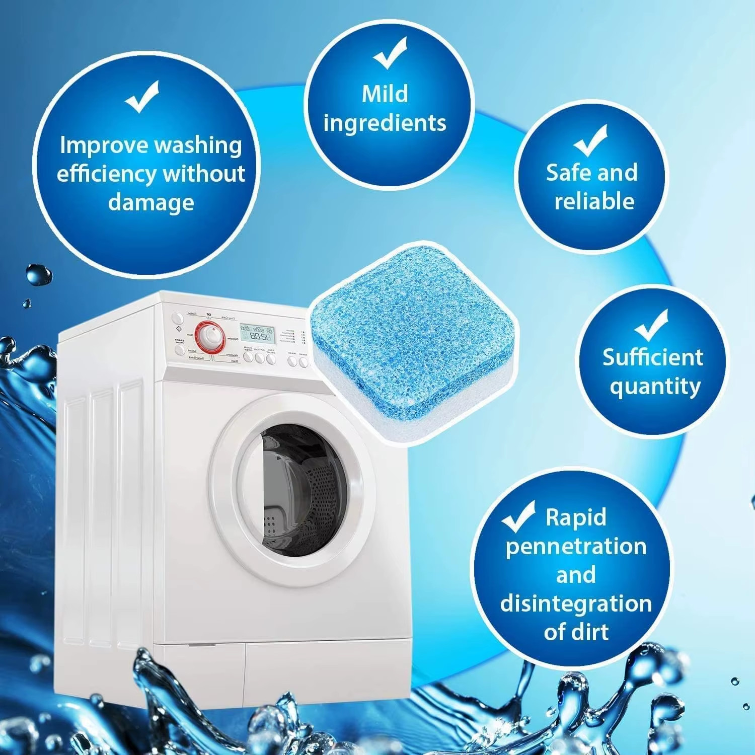 12/24Pcs Washing Machine Cleaner Tablets Penetrating Deep Clean Washer Cleaner T