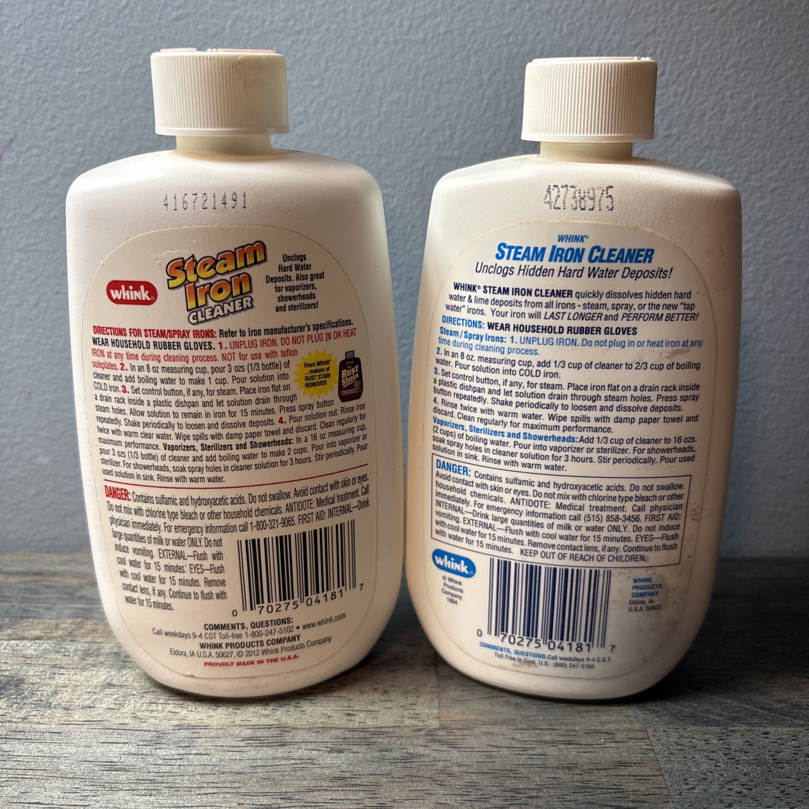 2 Whink Steam Iron Cleaner Unclogs Hard Water Deposits Discontinued 10 oz