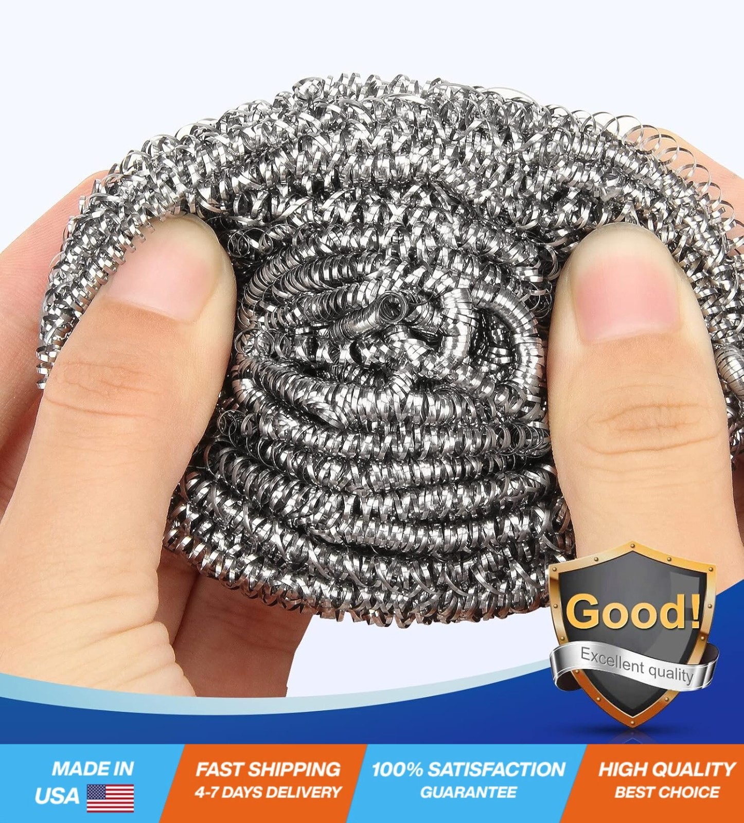 10 Pack Stainless Steel Scrubber, Steel Wool Srubber for Scouring Stubborn…