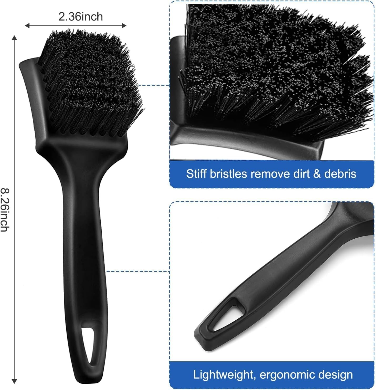 Wheel Rim Tire & Carpet Cleaning Brush Set, Soft & Stiff Bristle Wash Cleanin…