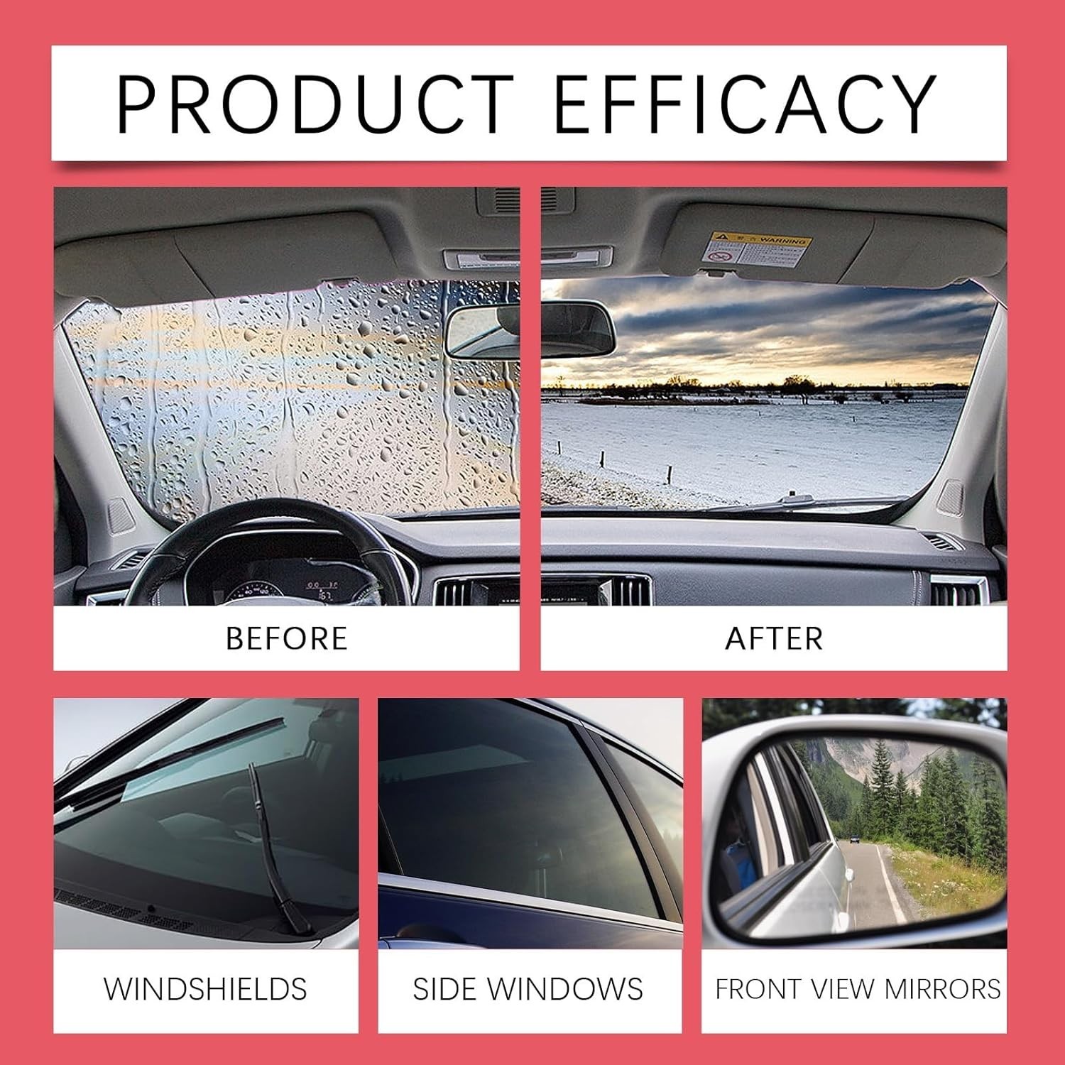 2-Pack Automotive Windshield Oil Film Remover with Hydrophobic Glass Coating