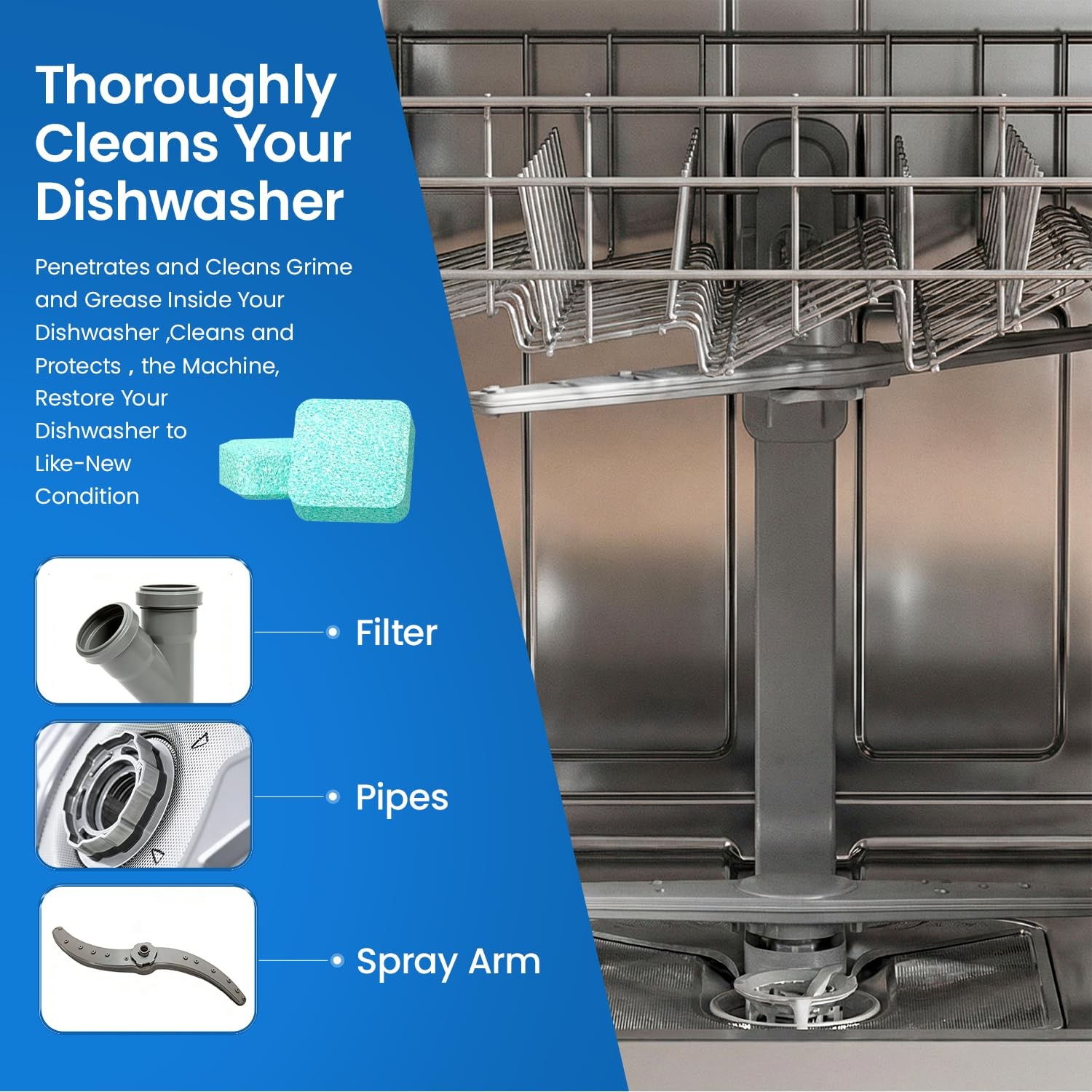 Botare Dishwasher Cleaning Tablets -30 Pack Cleaner and Deodorizer -15 Month …