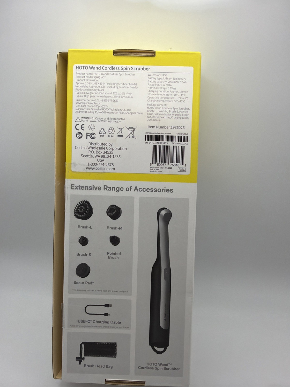 Hoto Wand Cordless Spin Scrubber
