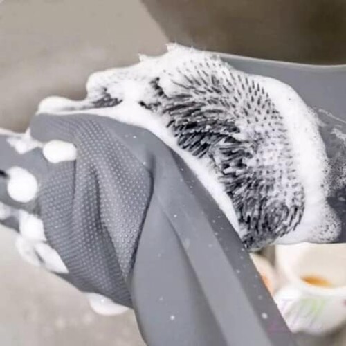 Silicone Dishwashing Gloves, Reusable Rubber Scrubbing Gloves for Kitchen, Cars