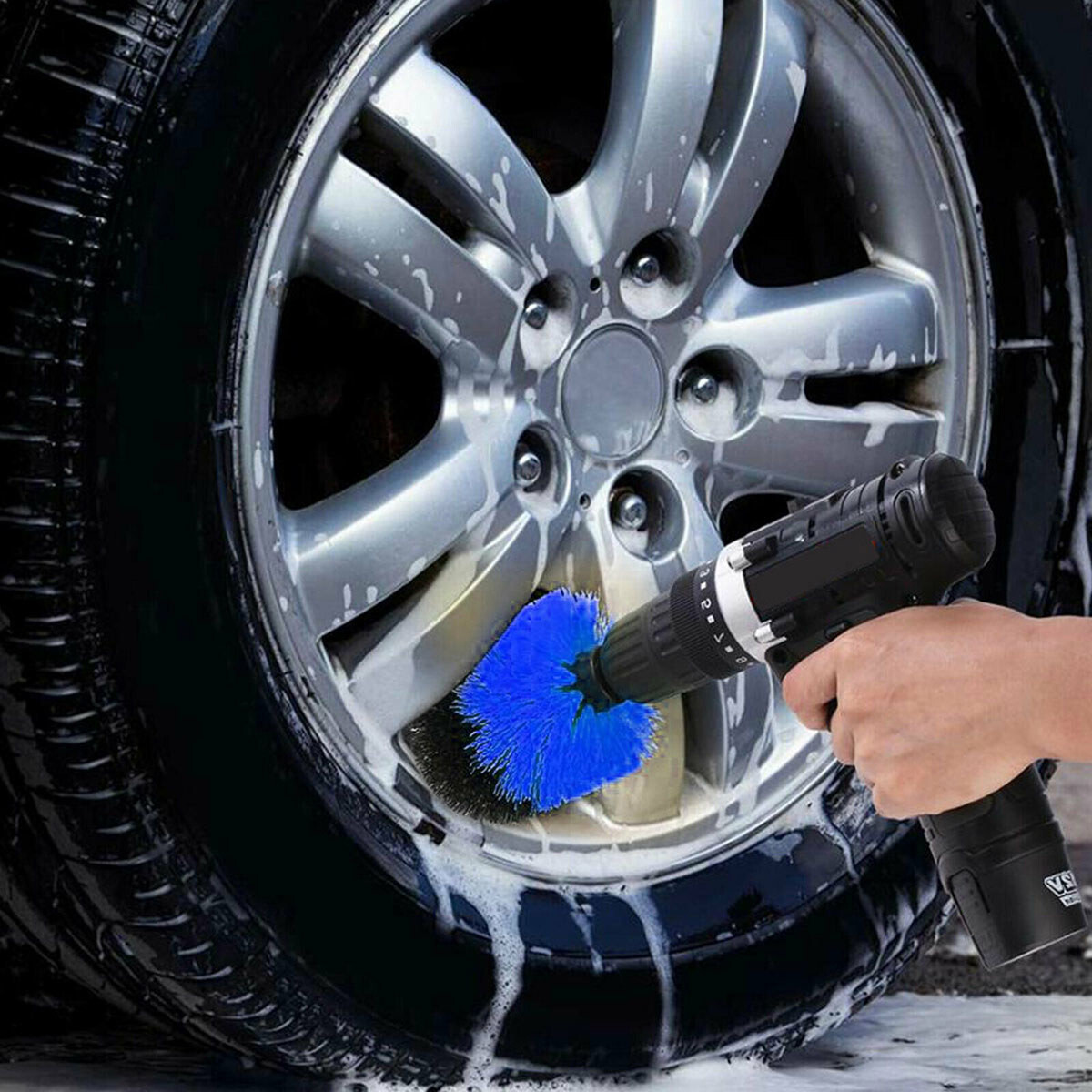 3Pcs Power Scrubber Cleaning Car Tile Grout Shower Drill Brush Set Attachment