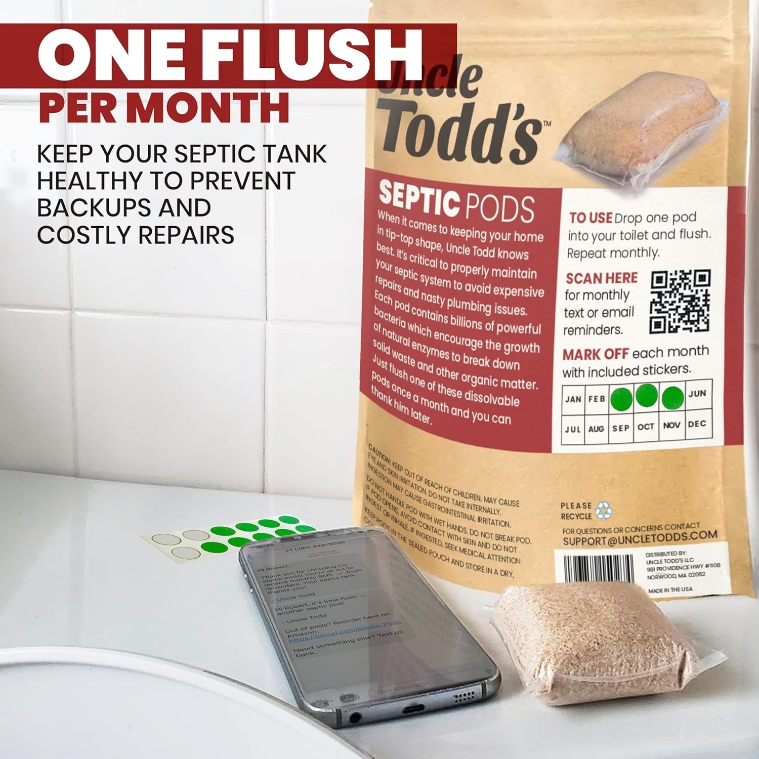 Septic Tank Treatment Pods 12- Supply Enzymes Bacteria Odor Prevention