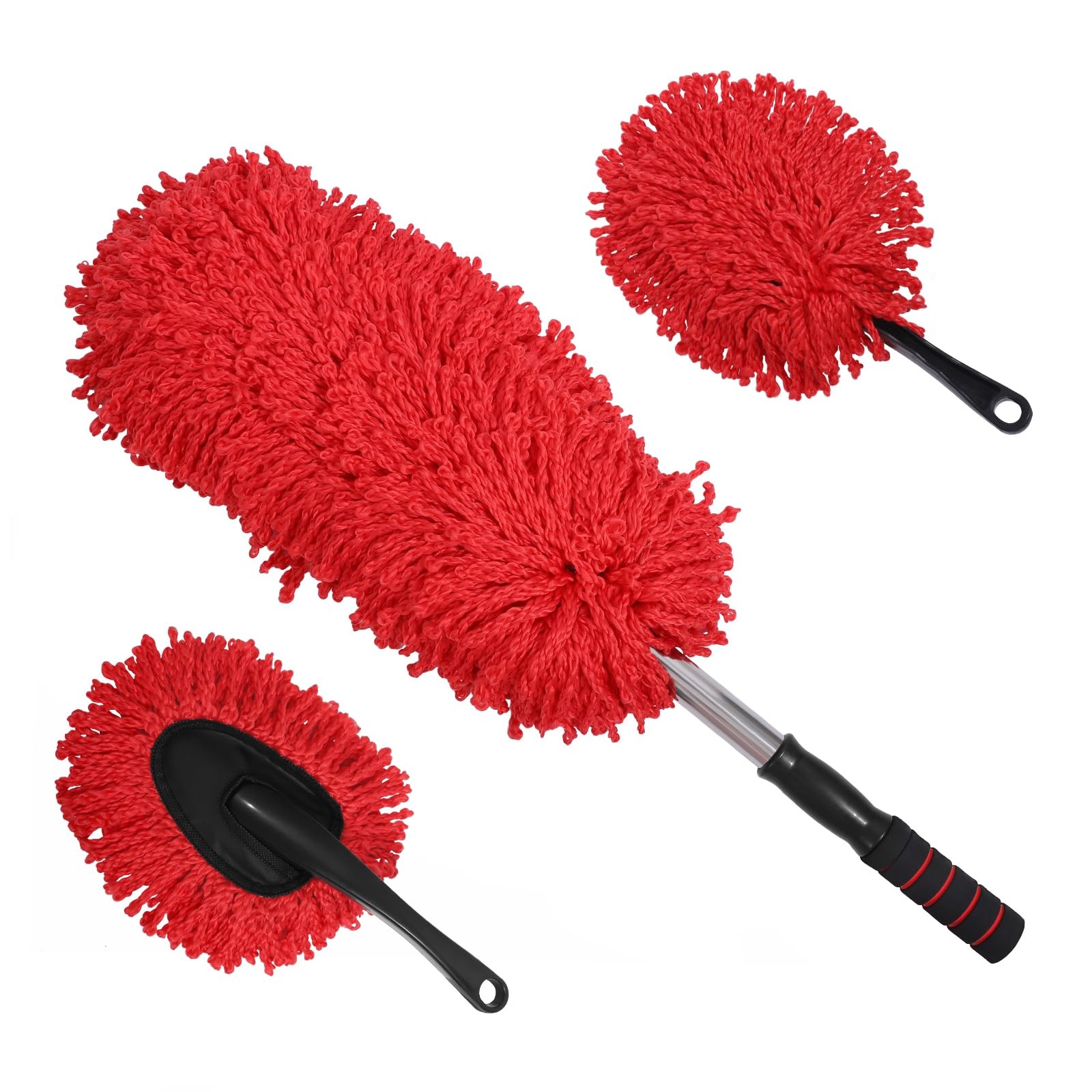 3 Pack Large Red Microfiber Car Duster Exterior Scratch Free with Extendable,…