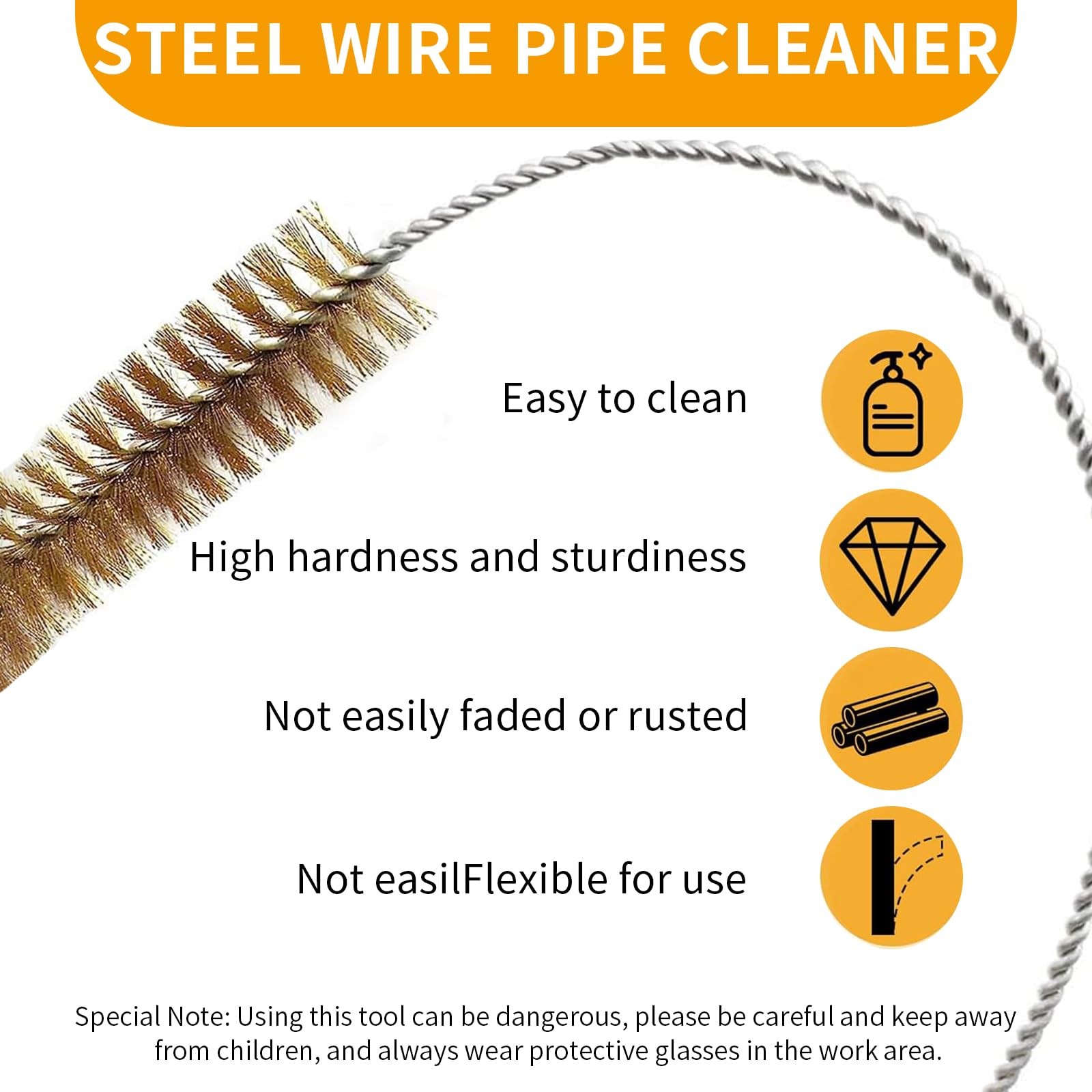 7 Pcs Brass Brush Set, 12” Long Handle Pipe Cleaner Brush for Deep Cleaning,…