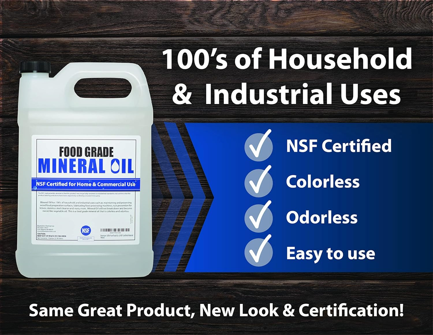 NSF Certified Food Grade Mineral Oil – Gallon (128Oz), Certified Food Safe Co…