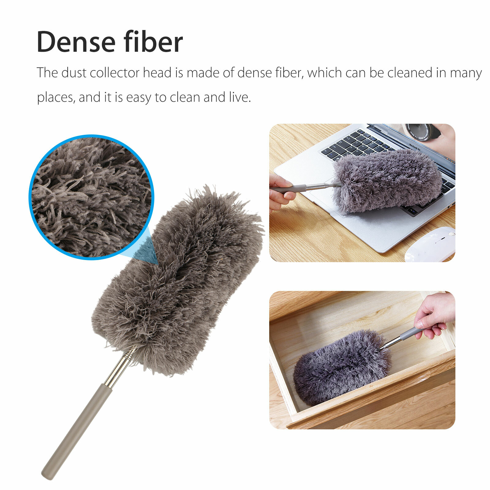 Extendable Microfiber Duster Ceiling Fan Dusting Cleaner Cleaning Brush Washable