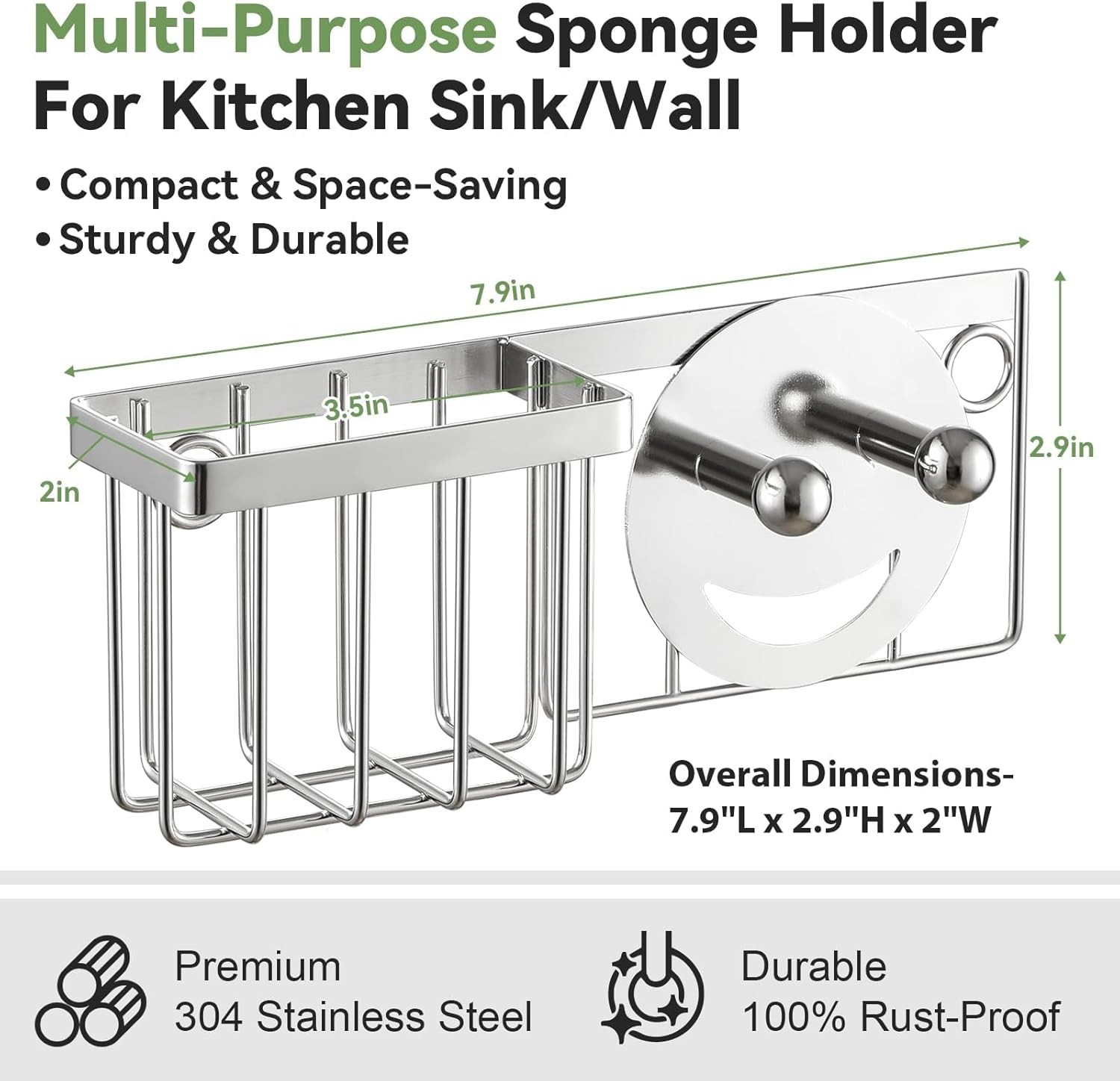 Space Saving] Sponge Holder for Kitchen Sink, Great for Scrub Daddy / Scrub