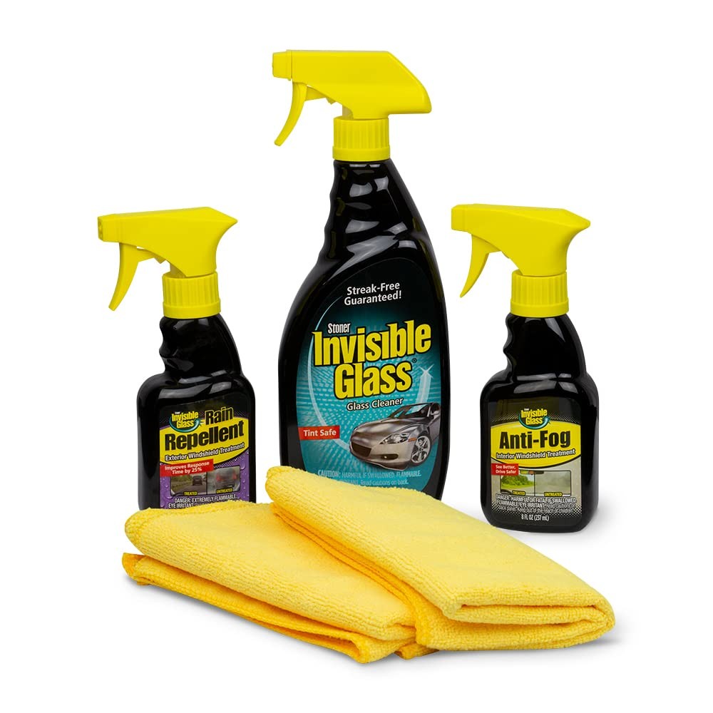 Windshield Glass Treatment Kit: Anti-Fog, Rain Repellent, Cleaner & Cloths