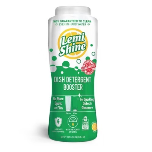 Lemi Shine Dish Detergent Booster 20oz Phosphate-Free Unscented Crystals Multi