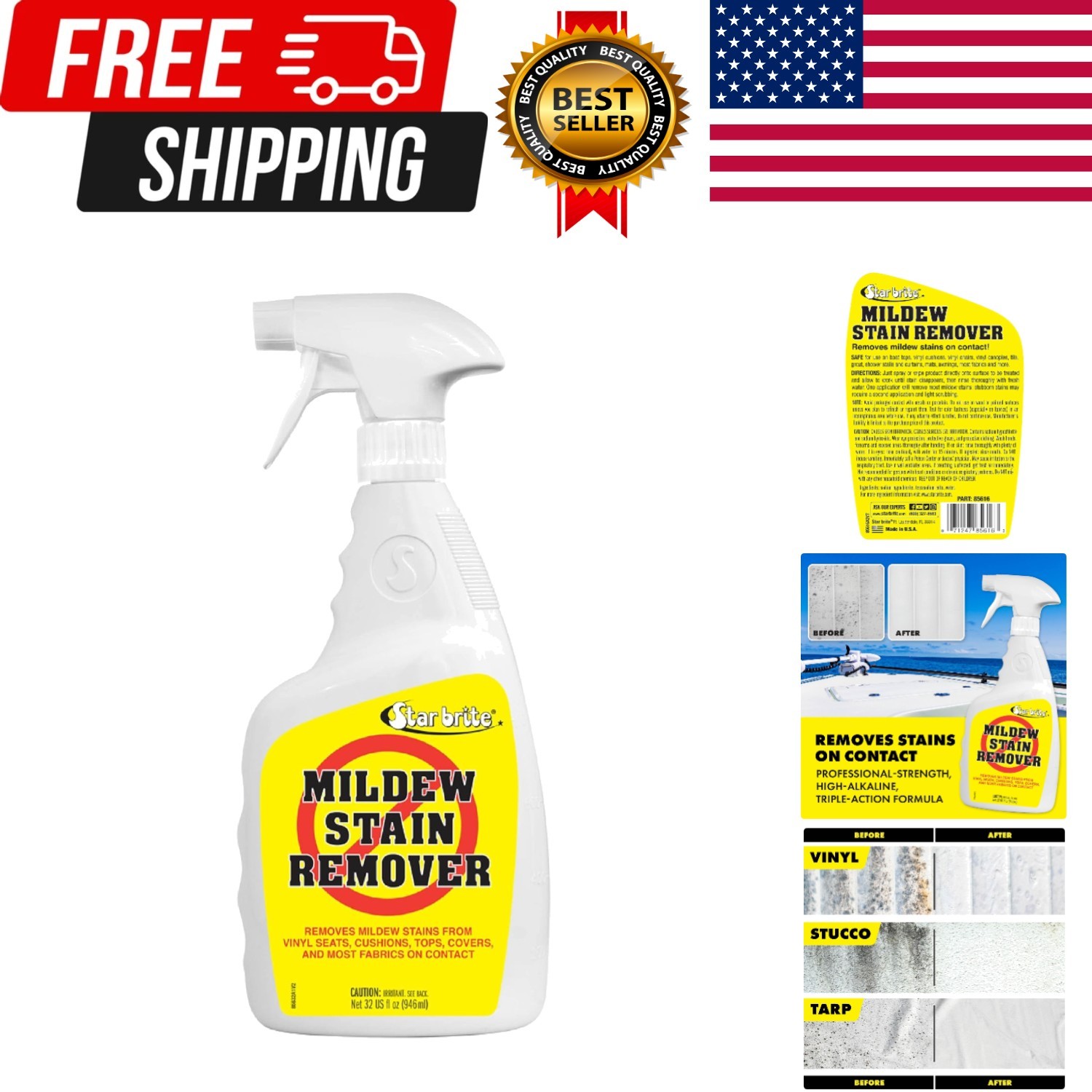 Mold Stain & Mildew Stain Remover – Lifts Dirt & Removes Mildew Stains on Con…