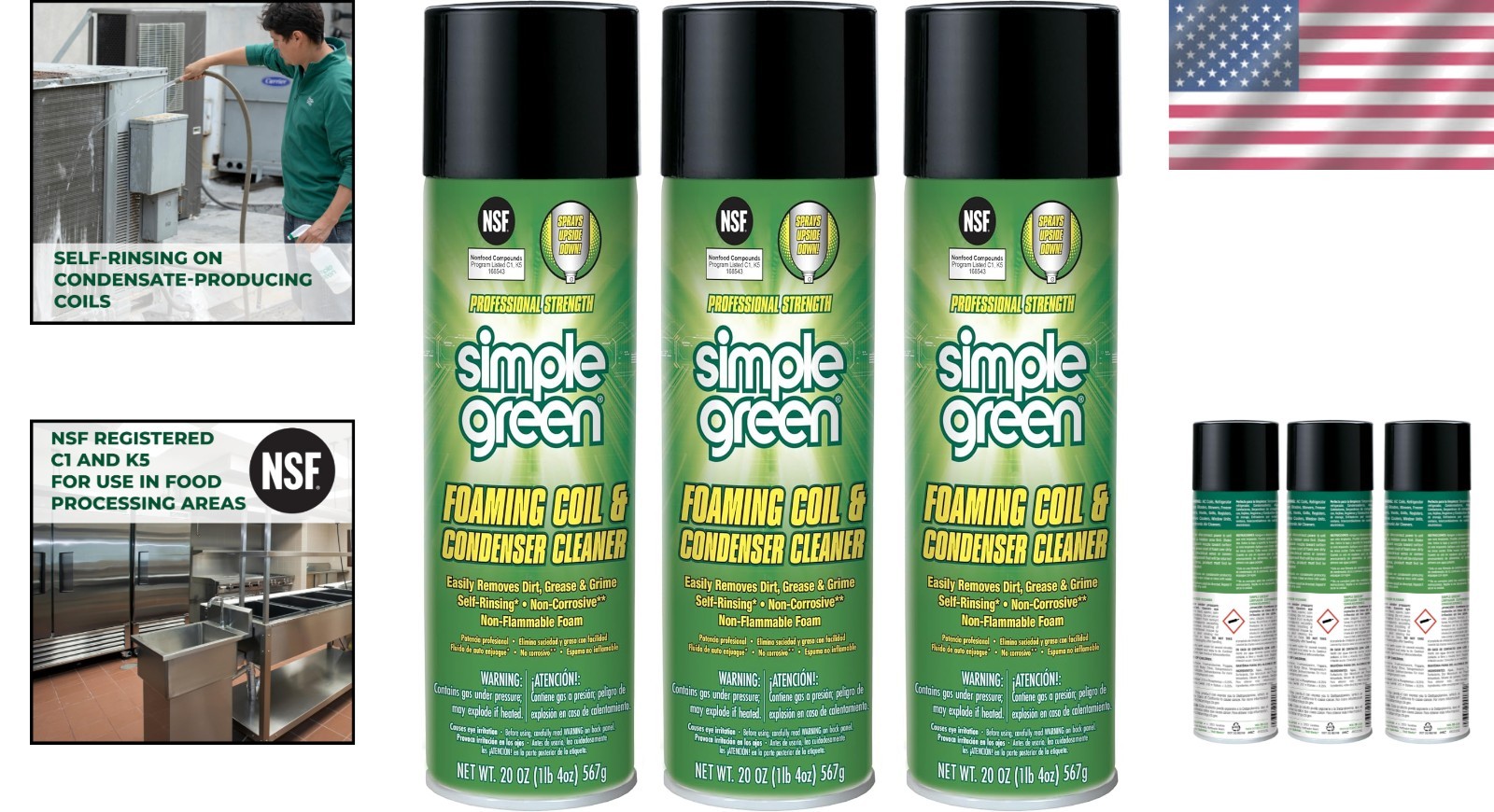 Pack of 3 Fume Free Foaming Coil Cleaner 20oz – Perfect for Refrigerators & HVAC