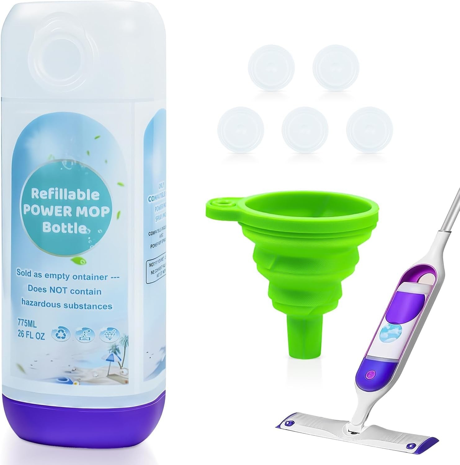 PowerMop Refillable Bottle for Swiffer PowerMop Mop,24 FL.OZ Leak-Proof Reusable