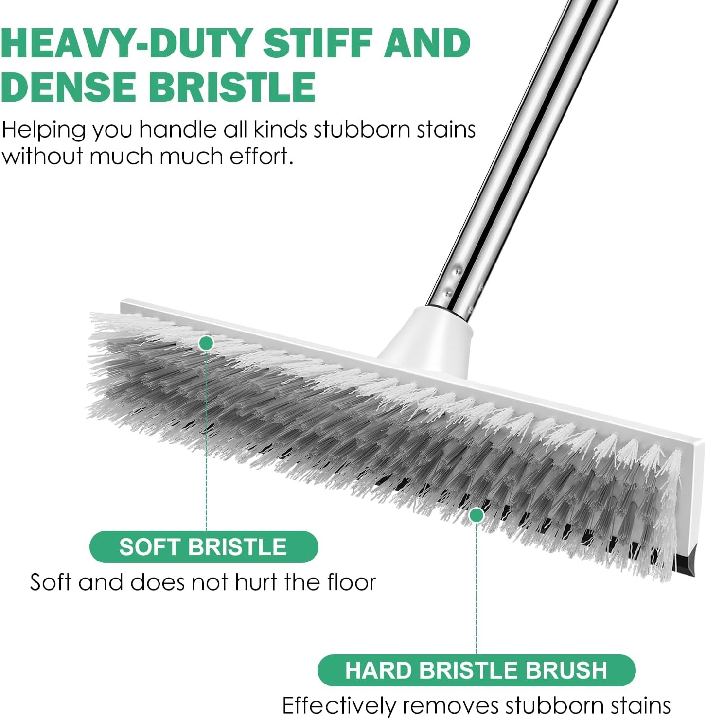 Large 12 in Wide Floor Scrub Brush with 51-Inch Long Adjustable Handle 2 in 1