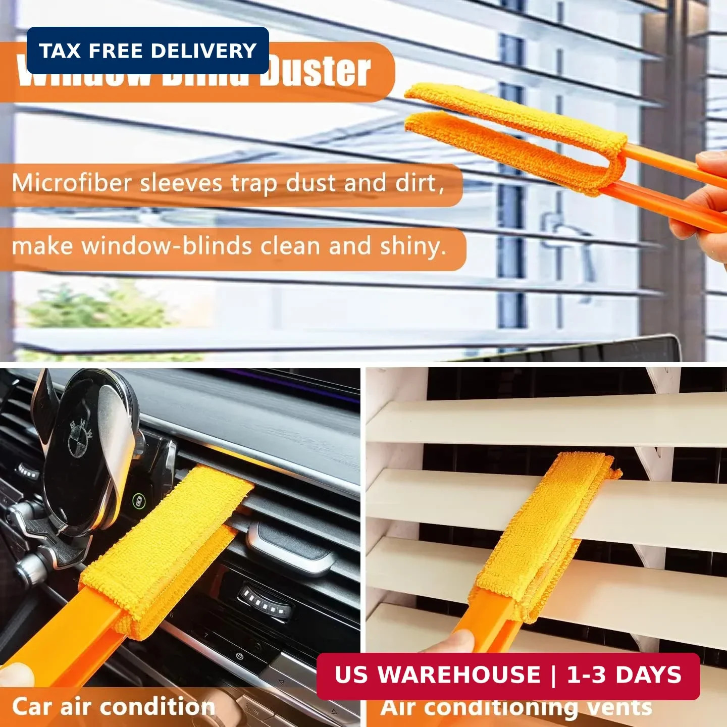 4 Pack Microfiber Blinds Duster, 4 Removable and Washable Sleeves, Cleaner for W