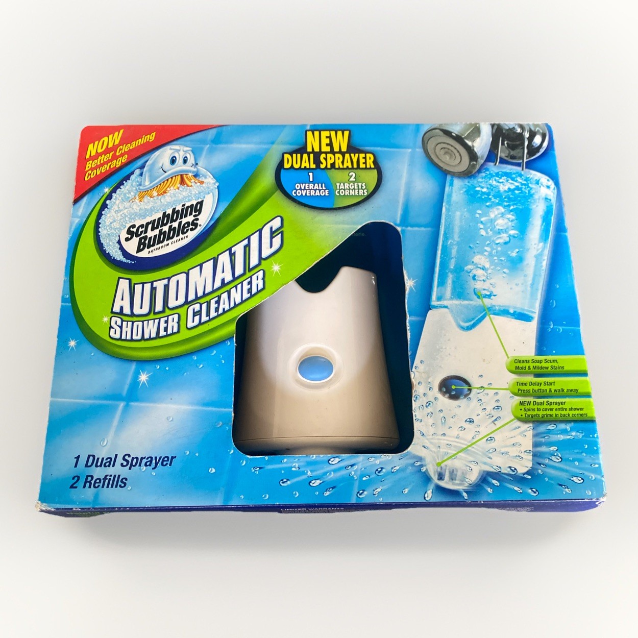 Scrubbing Bubbles Automatic Bath Shower Cleaner w 2 Refills – New Factory Sealed