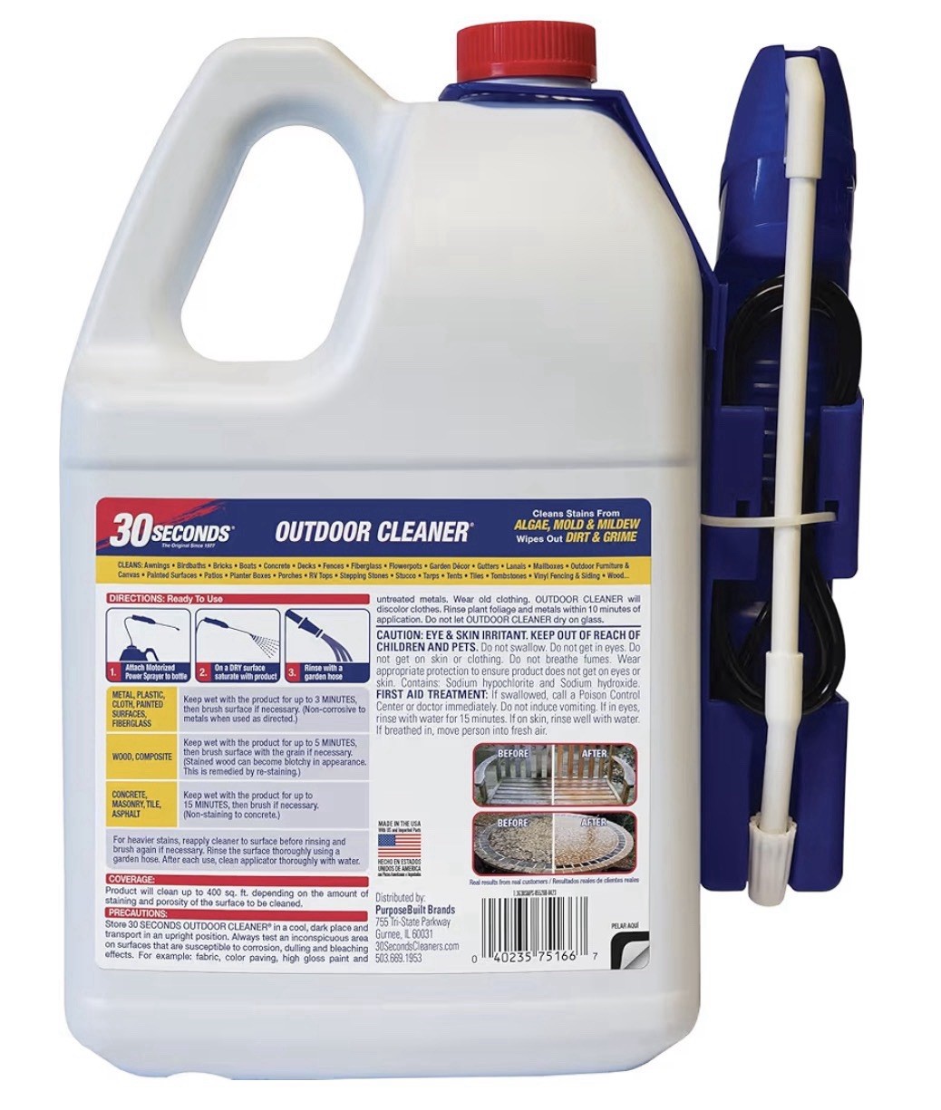 30 SECONDS Outdoor Mold Mildew Algae Cleaner 1.3 Gallon Ready-To-Use W/ Sprayer