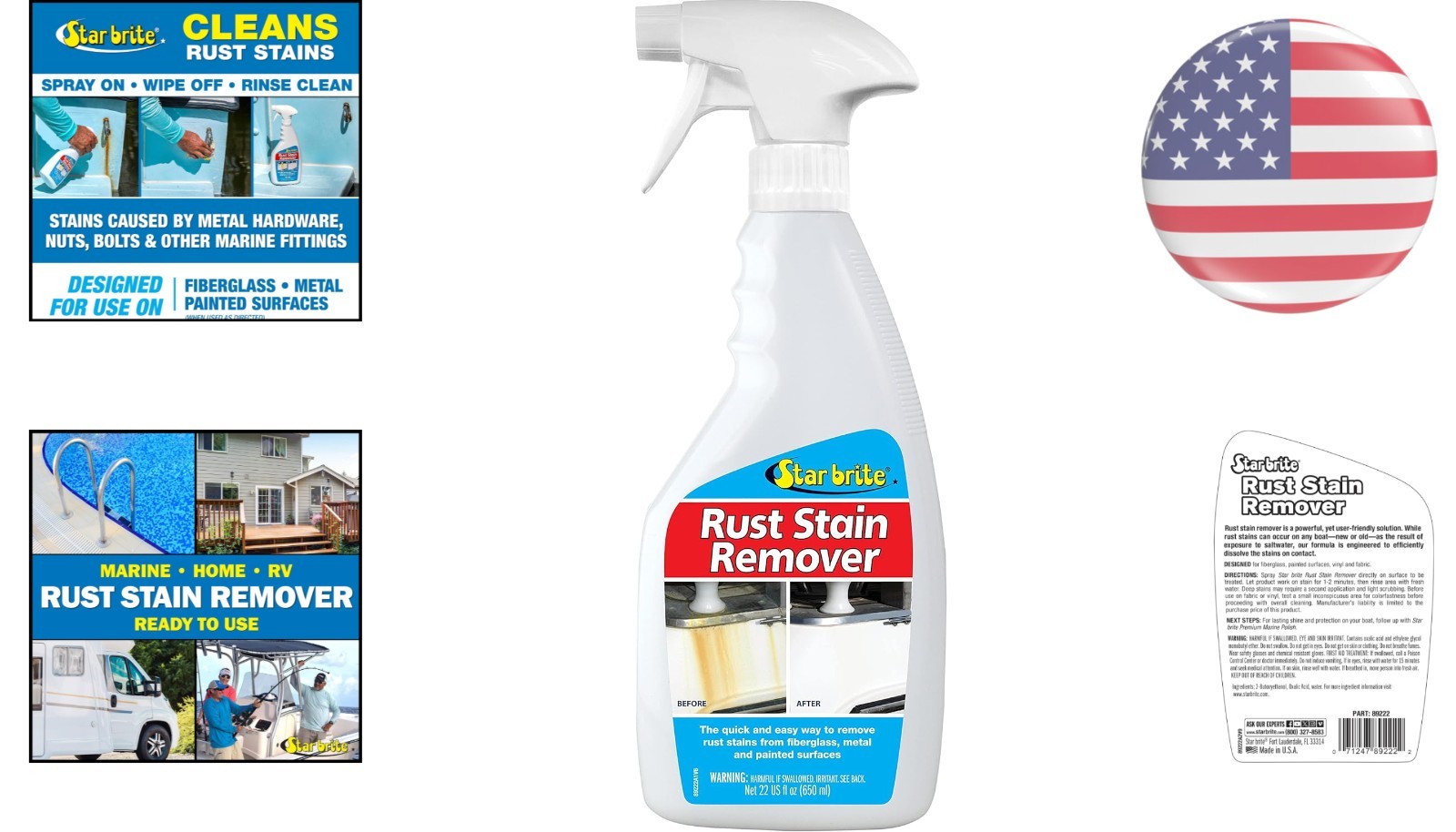 Fast-Acting Rust & Corrosion Stain Remover for Fiberglass, Vinyl – 22 Oz