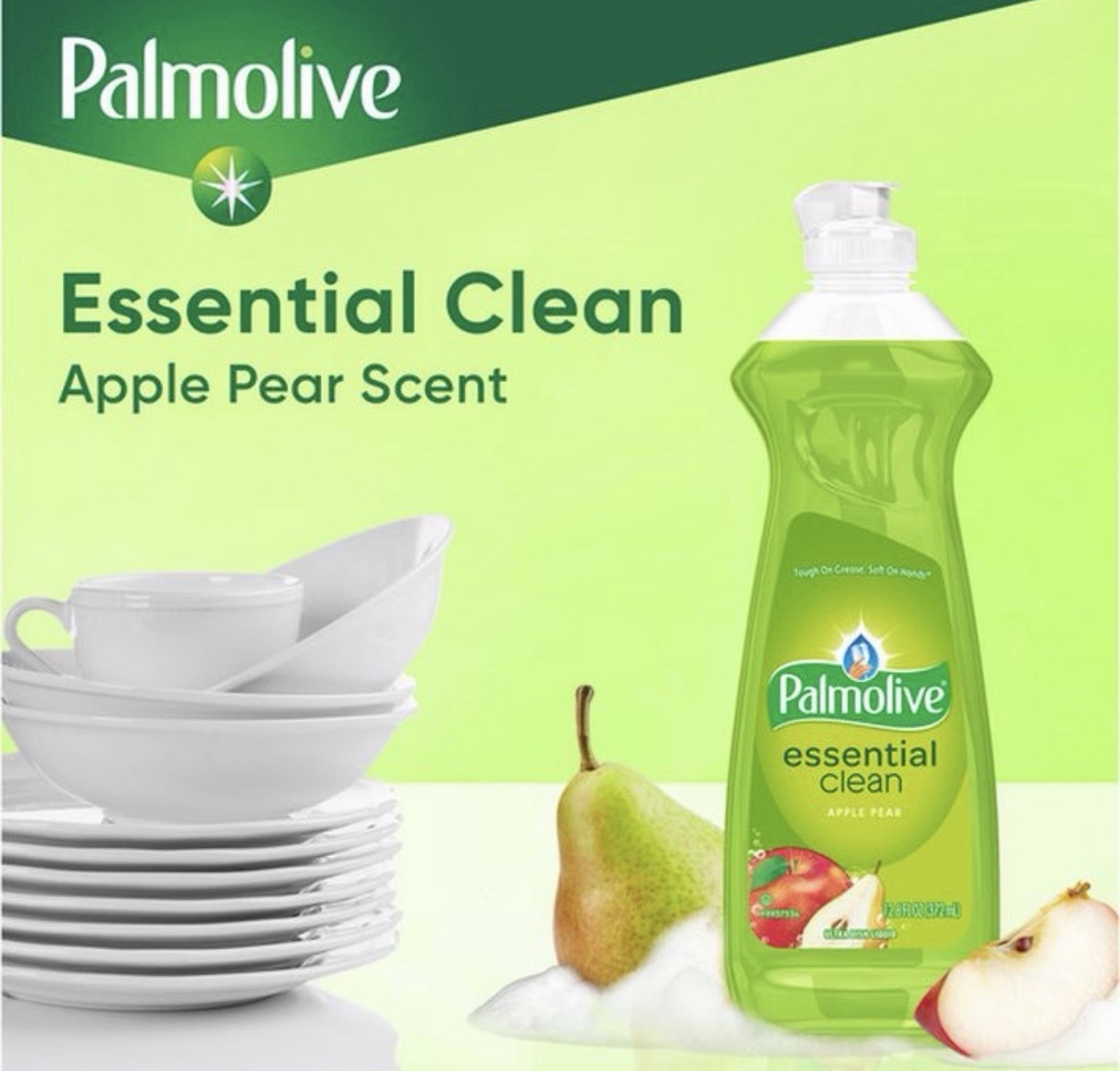 Palmolive Essential Clean Apple Pear Scent Dish Soap Liquid 3 Pack 12.6 Oz
