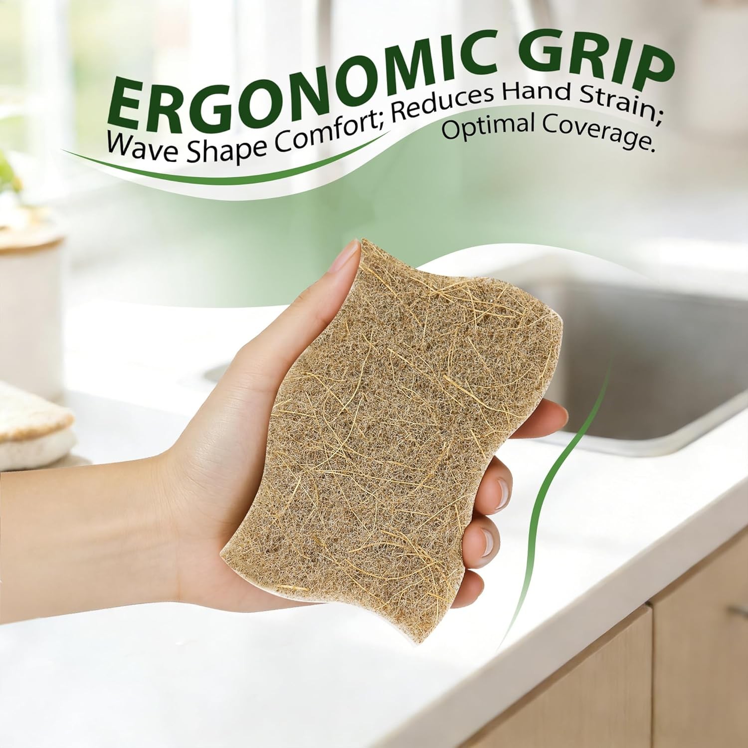 9 Pack Kickleen Biodegradable Natural Kitchen Sponges – Compostable Cellulose
