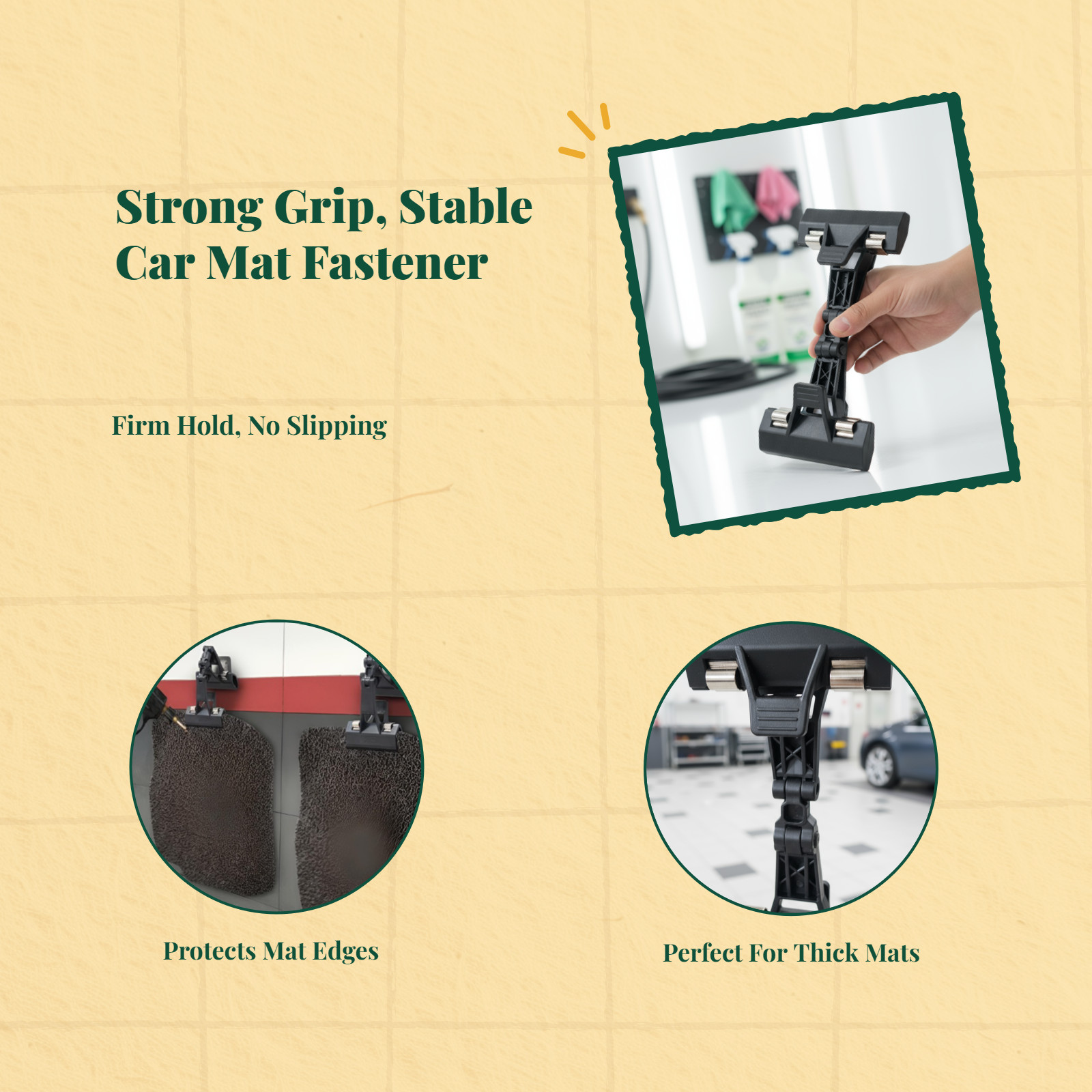 Car Mat Clamp, Stainless Steel Floor Mat Hanger, sturdy Cleaning Fastener